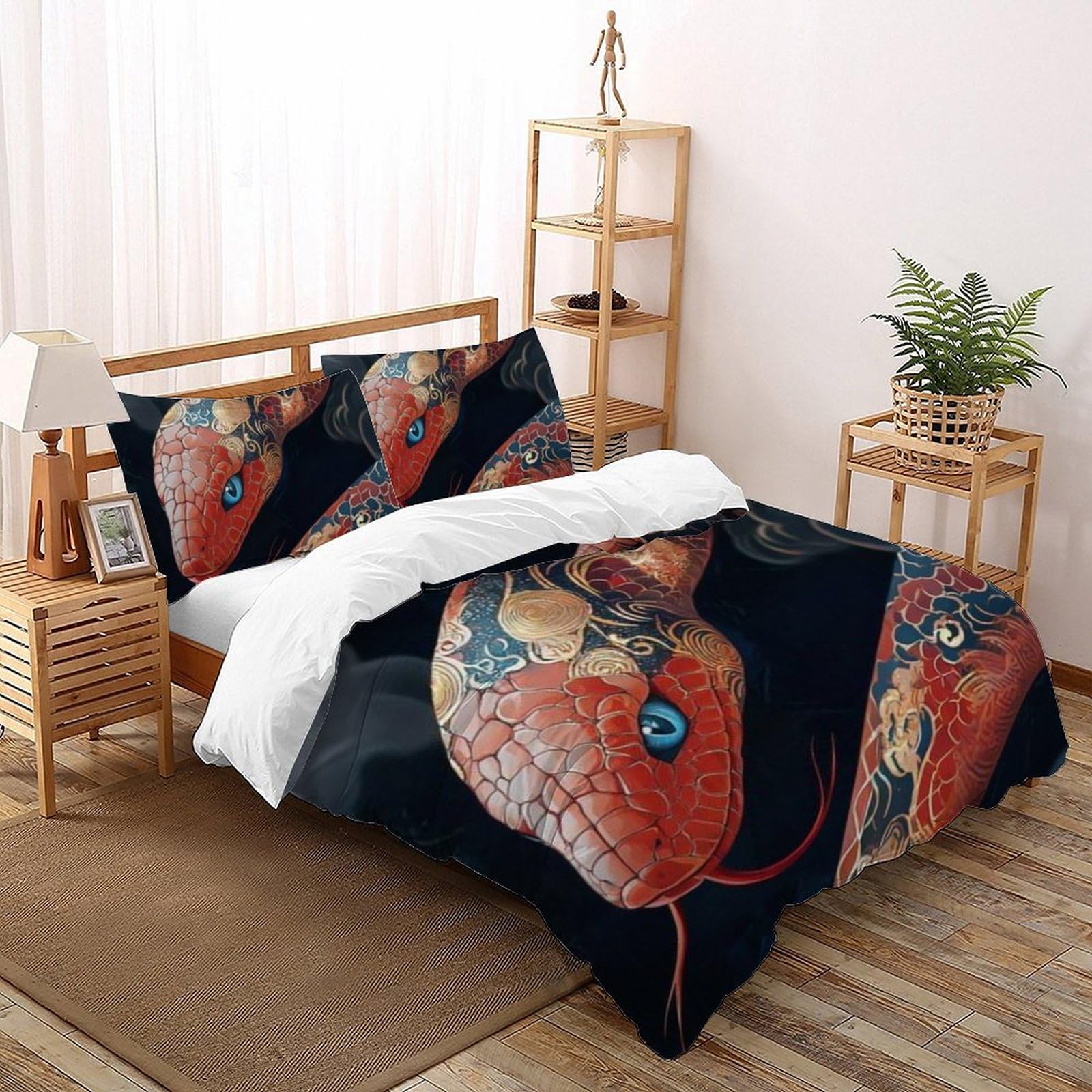 Housse de couette serpent 3D en microfibre anti-plis literie animaux de la terre pour enfants