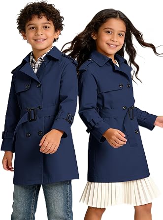 Cromoncent Kids Rain Jacket, Raincoats Lightweight Waterproof Trench Coat for Boys Girls