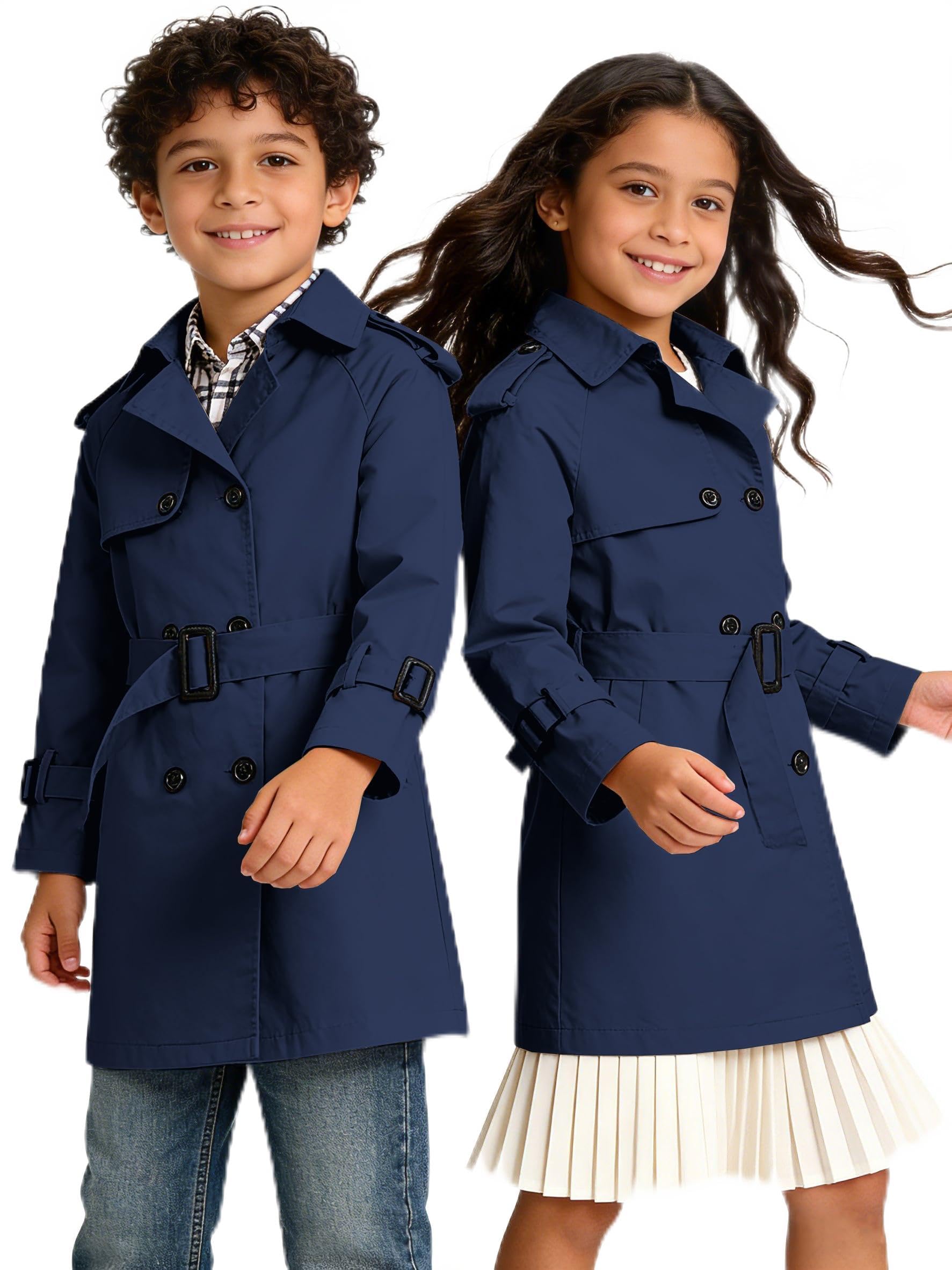 Cromoncent Kids Waterproof Double Breasted Lapel Trench Coat