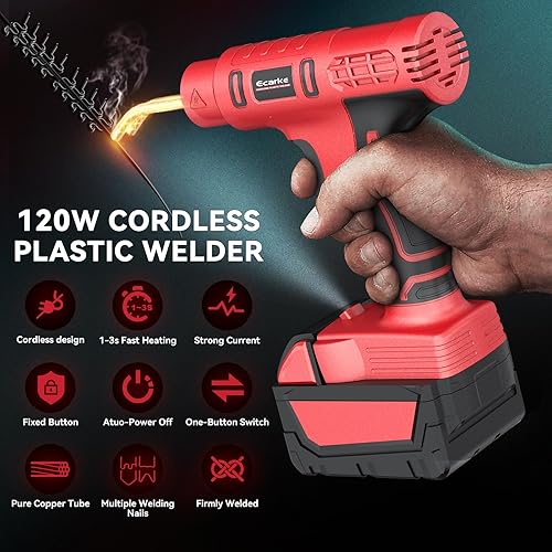 Miniatura 5 de Ecarke - Pistola de soldadura de plástico inalámbrica para batería Milwaukee de 18 V, herramientas automotrices portátiles de 120 W para máquina
