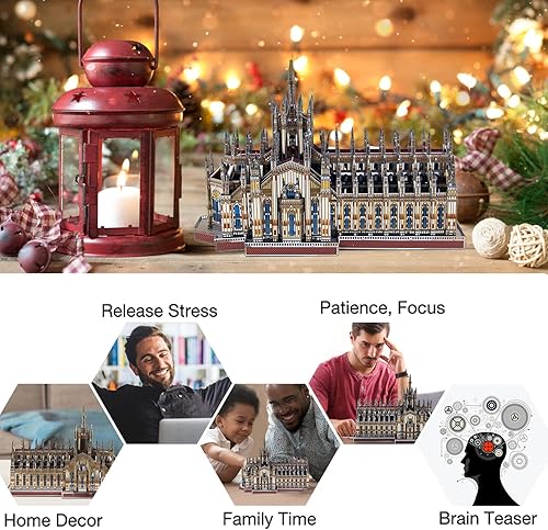 Miniatura 6 de Microworld Kit de construcción de modelos de rompecabezas de metal 3D, kit de construcción de modelos de arquitectura de la catedral de Milán de