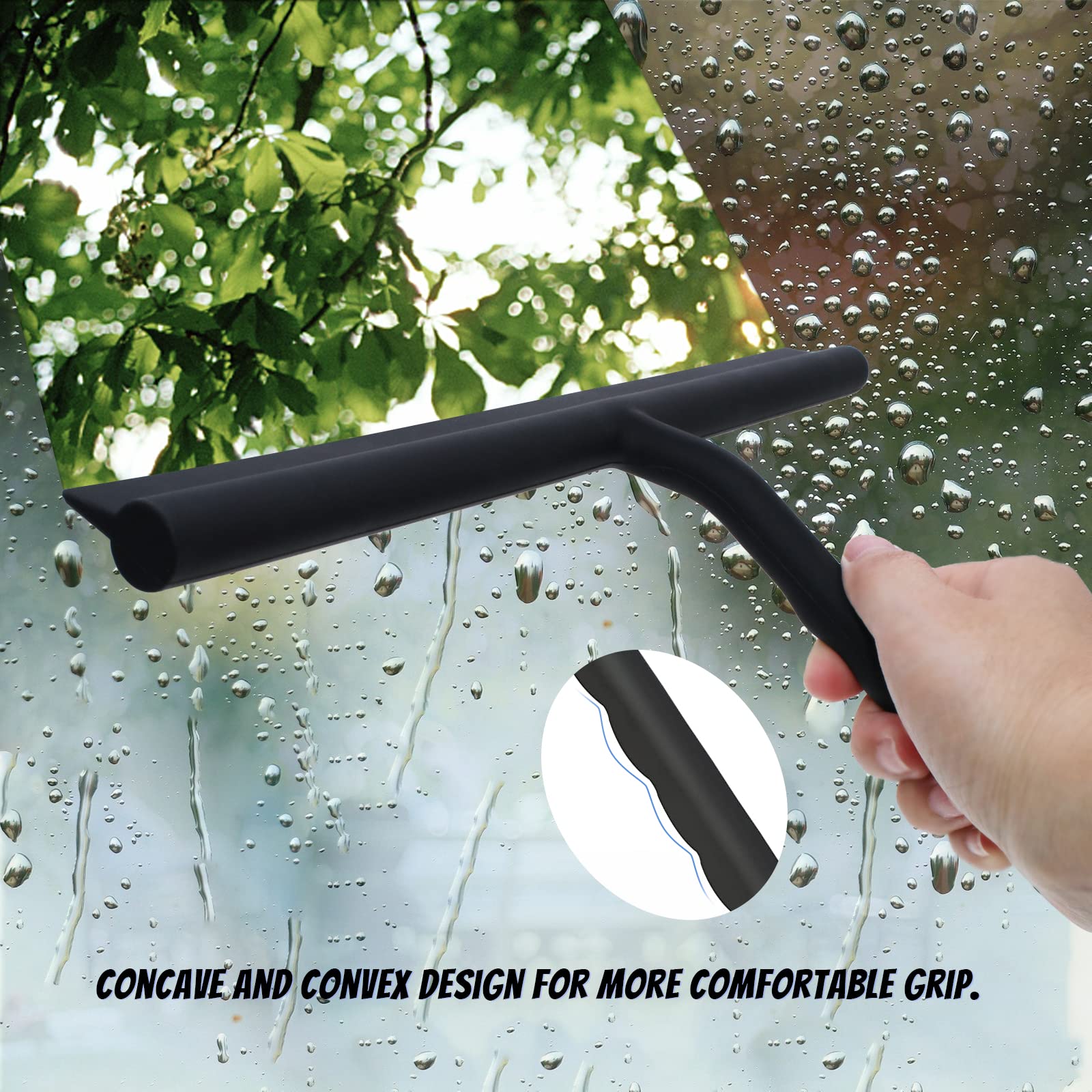 Tergivetro Per Doccia In Silicone 33cm - Pulisce Vetri Senza Striature, Con Gancio, Per Bagno, Auto E Finestre - Foto 5