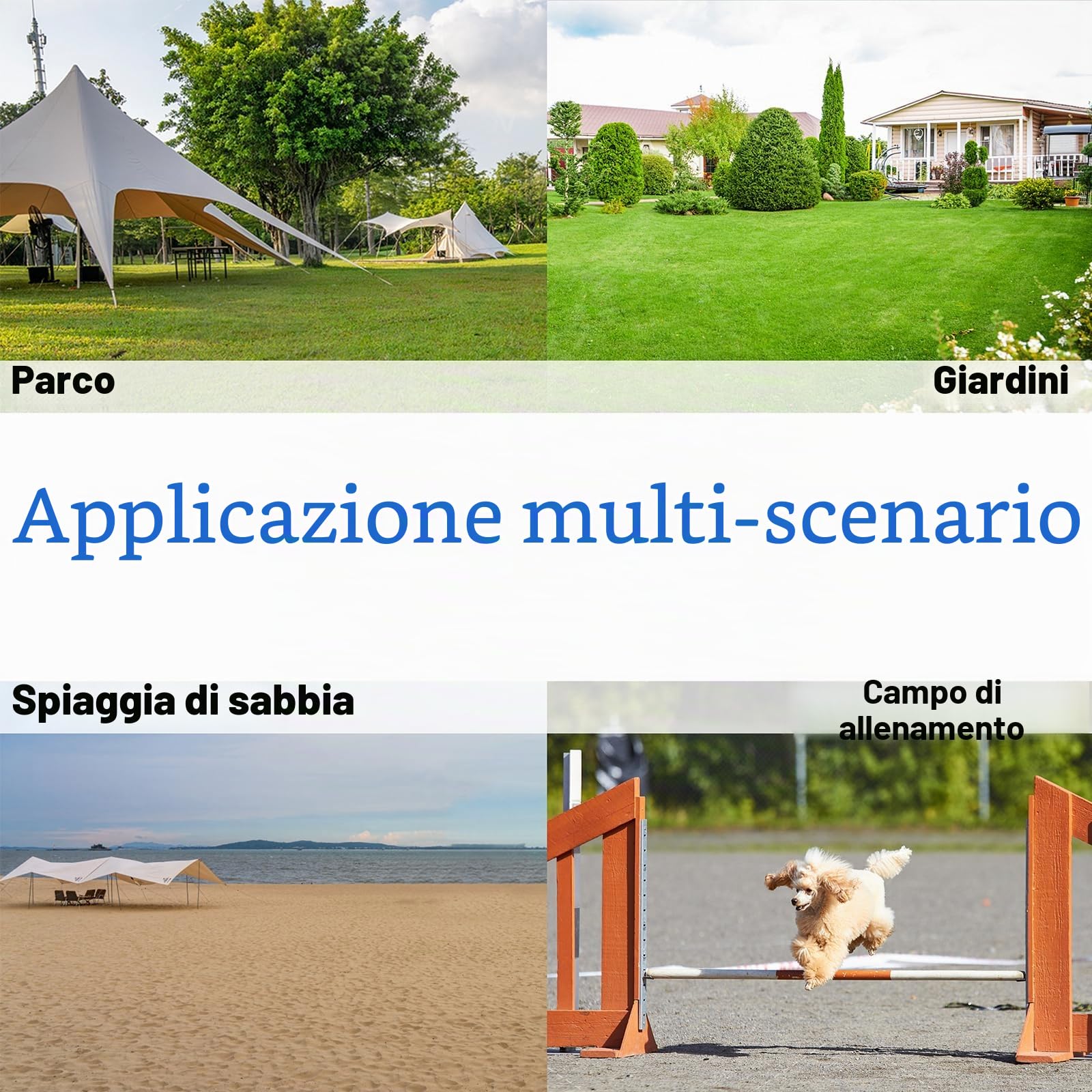 Agility - Set di 4 ostacoli per animali domestici, con borsa per il trasporto, regolabile in altezza, in plastica, blu