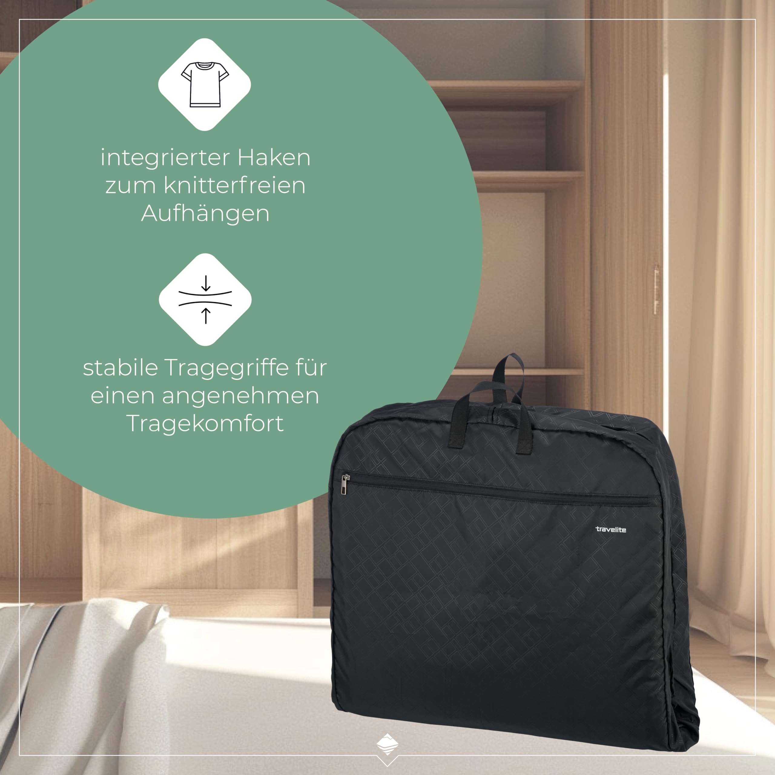travelite große Kleiderhülle für Anzüge und Hemden, Gepäck Serie Mobile: Knitterfrei Reisen mit der Kleiderhülle Anzughülle, 127 cm, 39 Liter