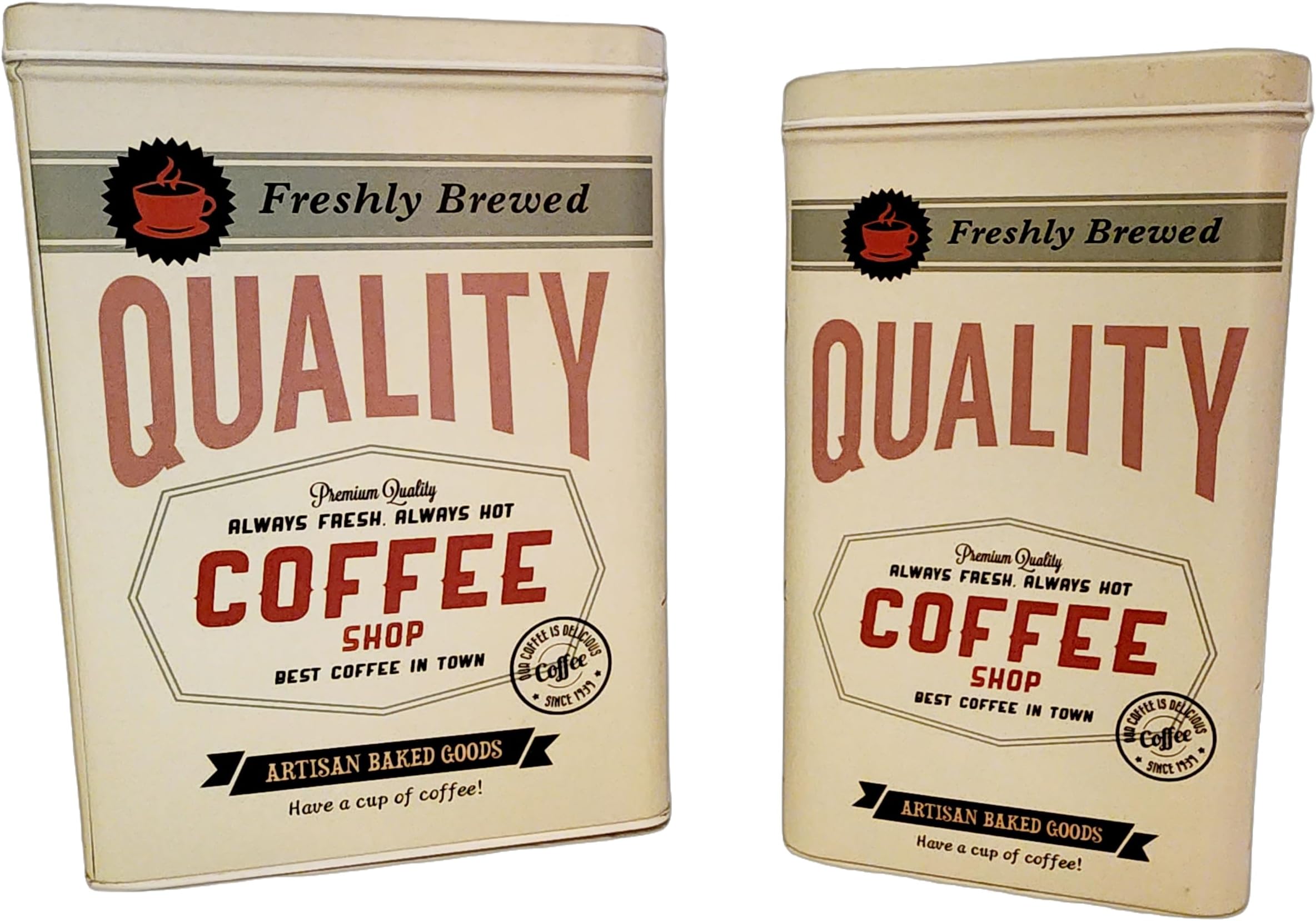 Farmhouse Coffee Storage Container Set with Lids – Tall Rectangular Canisters for Coffee Pods & Tea Bags– Airtight White Kitchen Canister Set