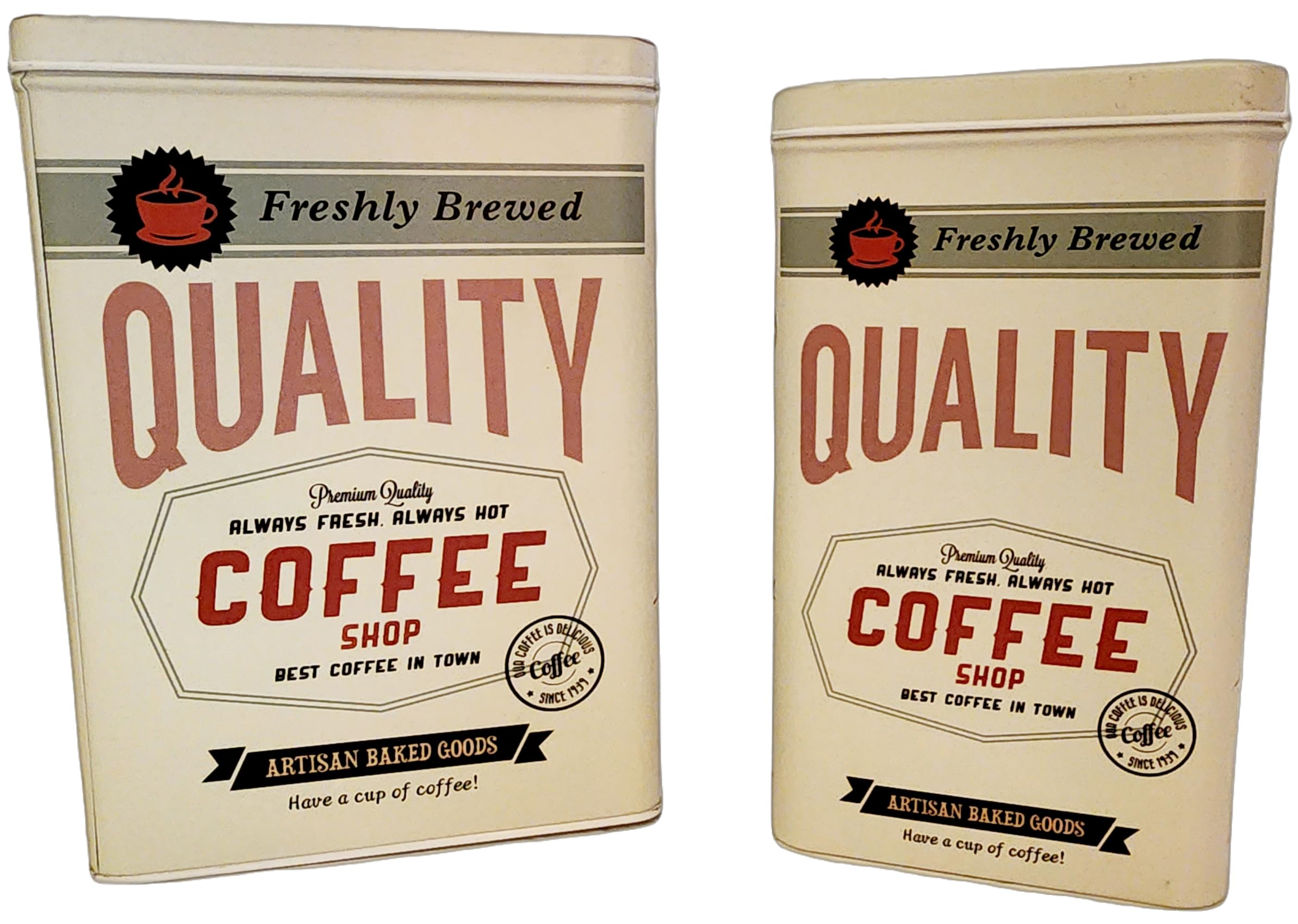 Farmhouse Coffee Storage Container Set with Lids – Tall Rectangular Canisters for Coffee Pods & Tea Bags– Airtight White Kitchen Canister Set