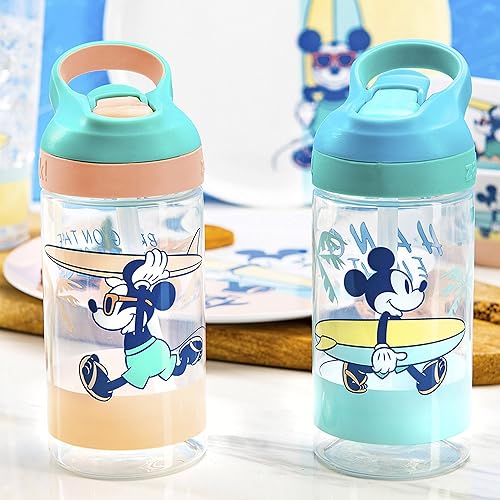 Miniatura 2 de Zak Designs Disney Mickey Mouse - Juego de 2 botellas de agua para niños con popote de 16 onzas sin BPA juego de bucles de transporte integrado