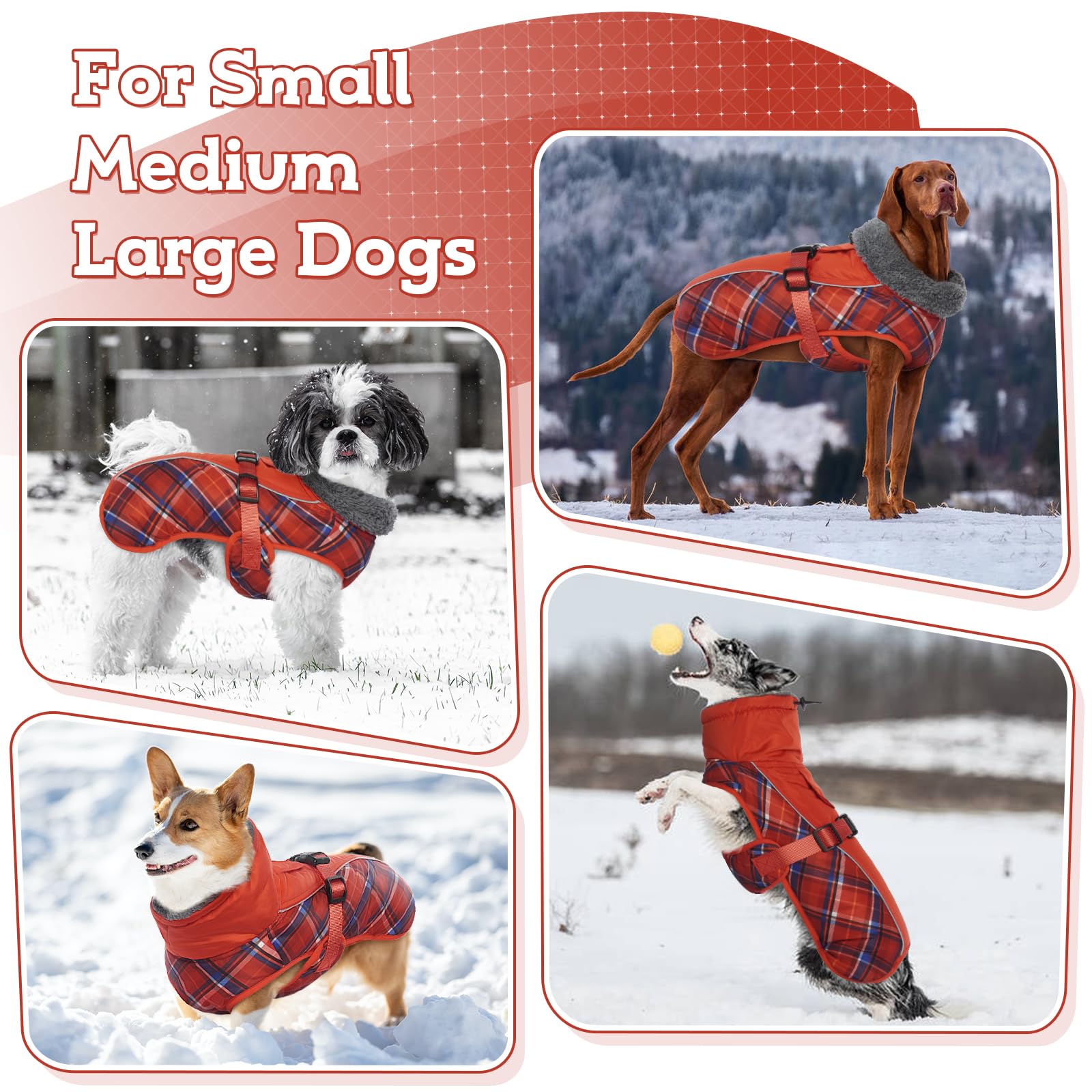 IECOii Cappotti e giubbotti per cani,Cappotto invernale per cani impermeabile giubbotto cane calda Giacca per cani antivento Abbigliamento per cani Completo per cani di taglia piccola di taglia media