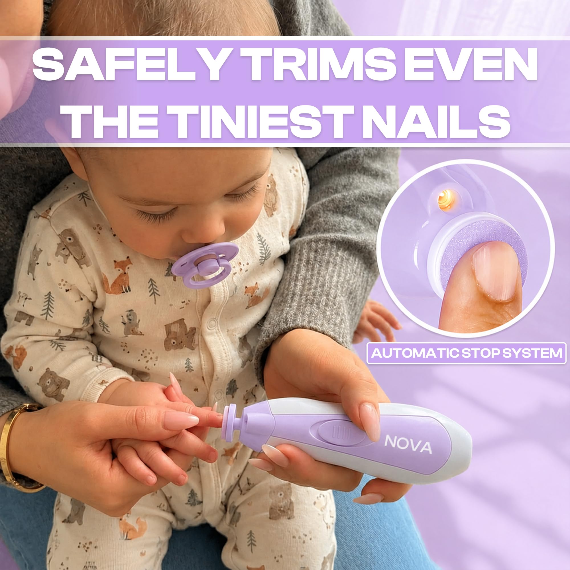 RARECARE Baby Nail Trimmer | New Born Essentials | Baby Nail Cutter New Born 0-12 Months with 6 Filer Heads Adjustment |1 Year Warranty |, Pink, White, 1 Count 1