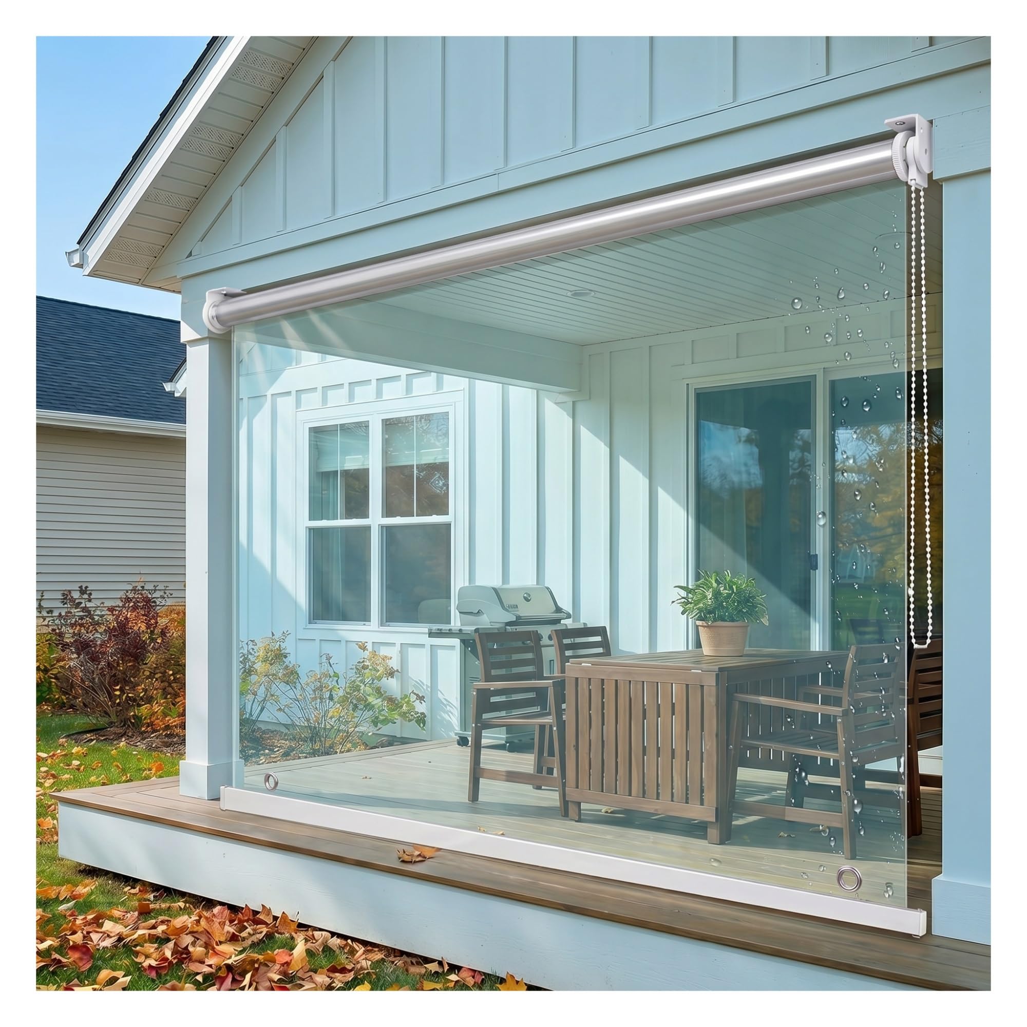 Outdoor Waterproof roll up Shades, Clear Vinyl roll up Porch Curtains, Transparent PVC Plastic Roller Blind, Shade Windproof/Dustproof,Thickened Insulated(W100*H160cm/W39.37*H62.9in)