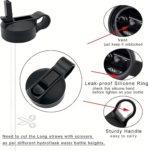 Miniatura 4 de Ouharty Tapas de popote de boca ancha de repuesto para tapas Hydro Flask con popote compatibles con botella de agua de boca ancha HydroFlask de 20,