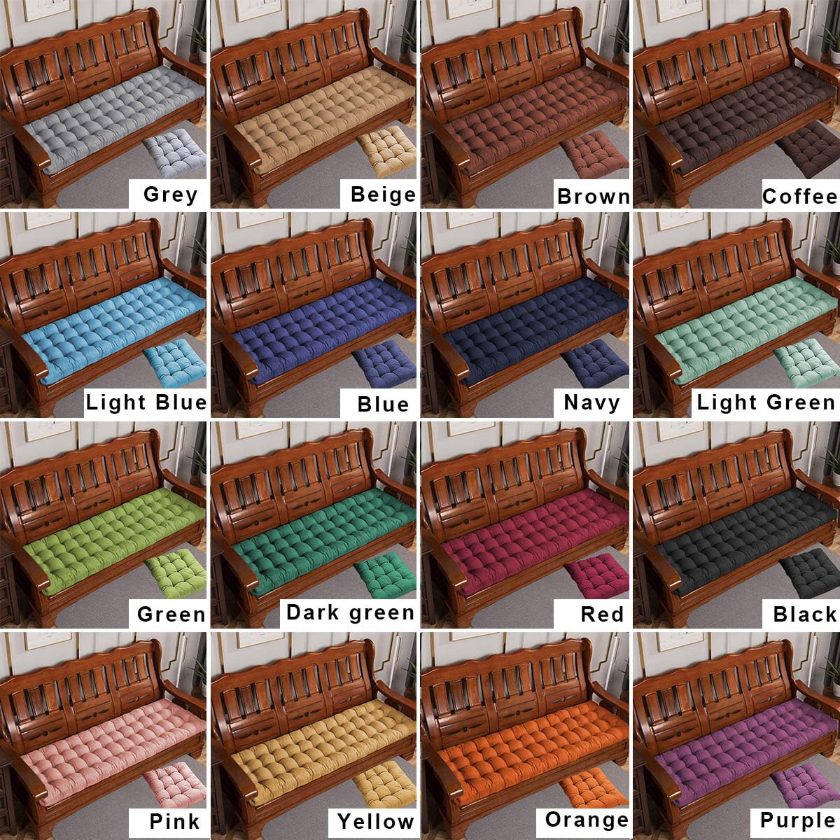 Panchina da giardino per esterni, spessore 8 cm, cuscino in cotone, per uso interno ed esterno, 150 x 55 cm, verde scuro, perfetto per patio, casa, giardino, dondolo