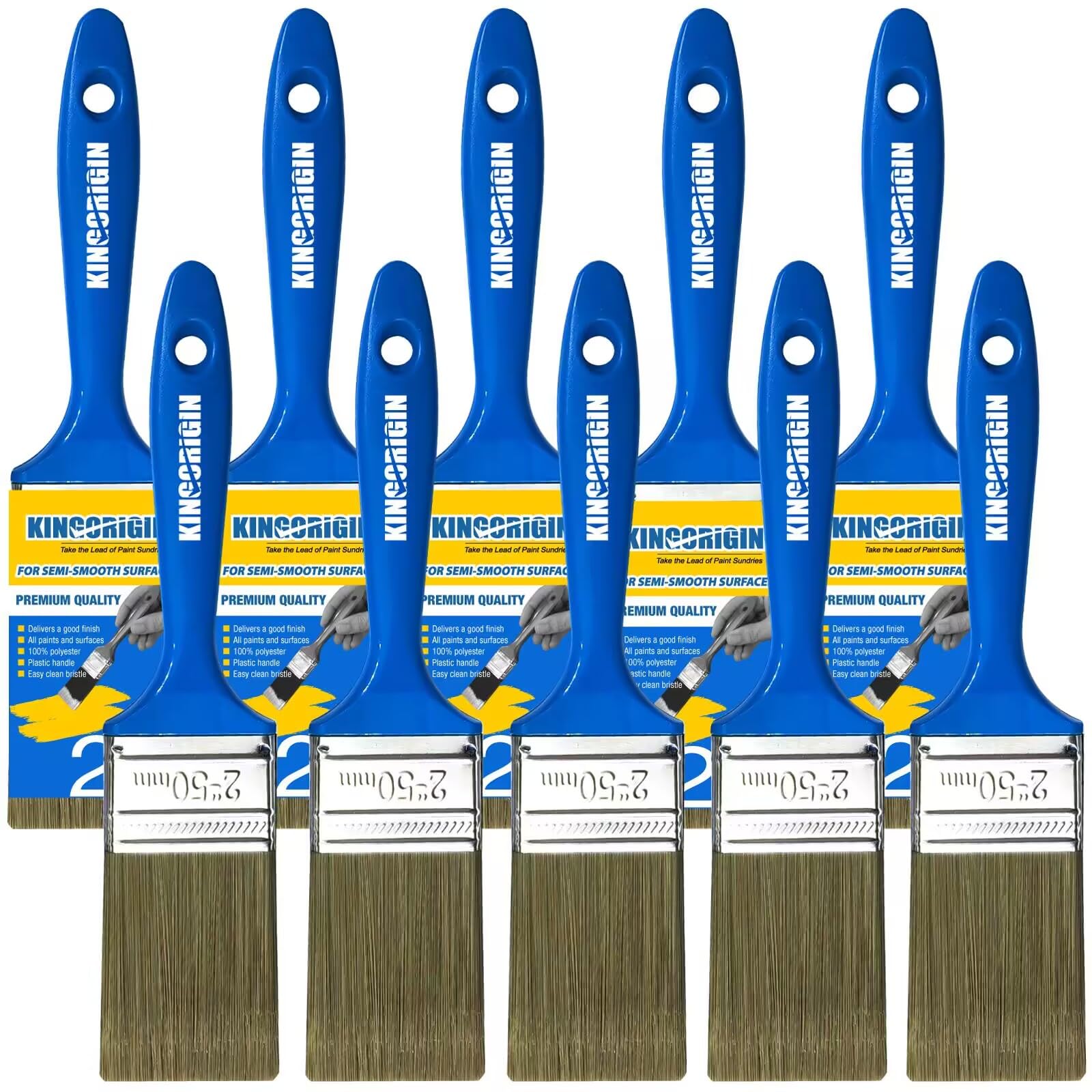 King Origin 10 PCS 2 Inch Paint Brushes, Versatile Paint Brush Set