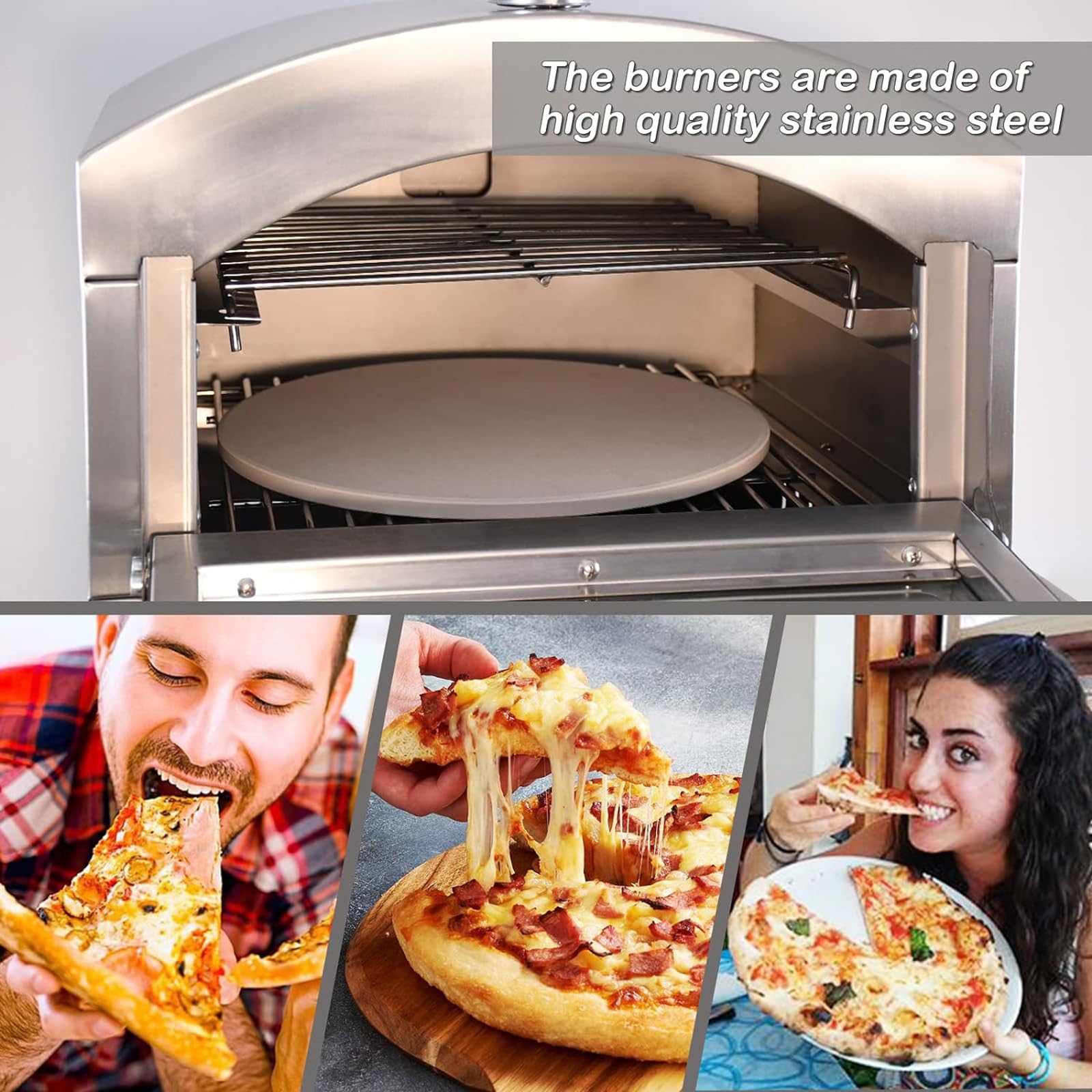 Horno de pizza portátil, para encimera de gas, parrilla de pizza al aire libre, acero inoxidable, con piedra para pizza, para comercial/hogar/cocina