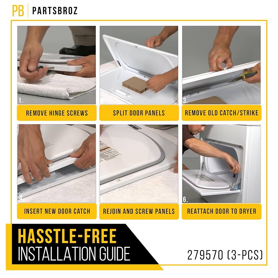 Amazon.com: PartsBroz 279570 Dryer Door Latch Kit (3-Pcs