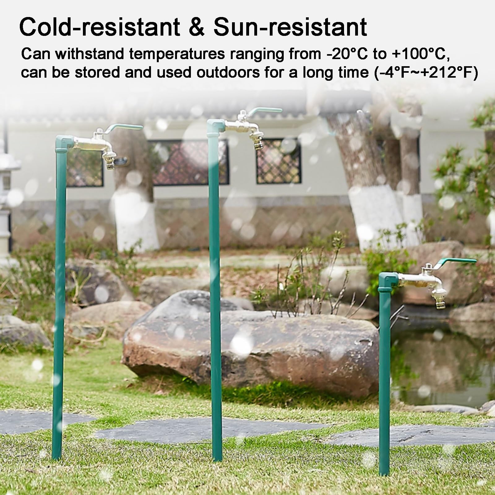 Colonne d'eau extérieure autoportante, Robinet antigel en Acier Inoxydable 304 pour arrosage et Irrigation du Jardin, 60 cm/24 po, Design Noir Durable