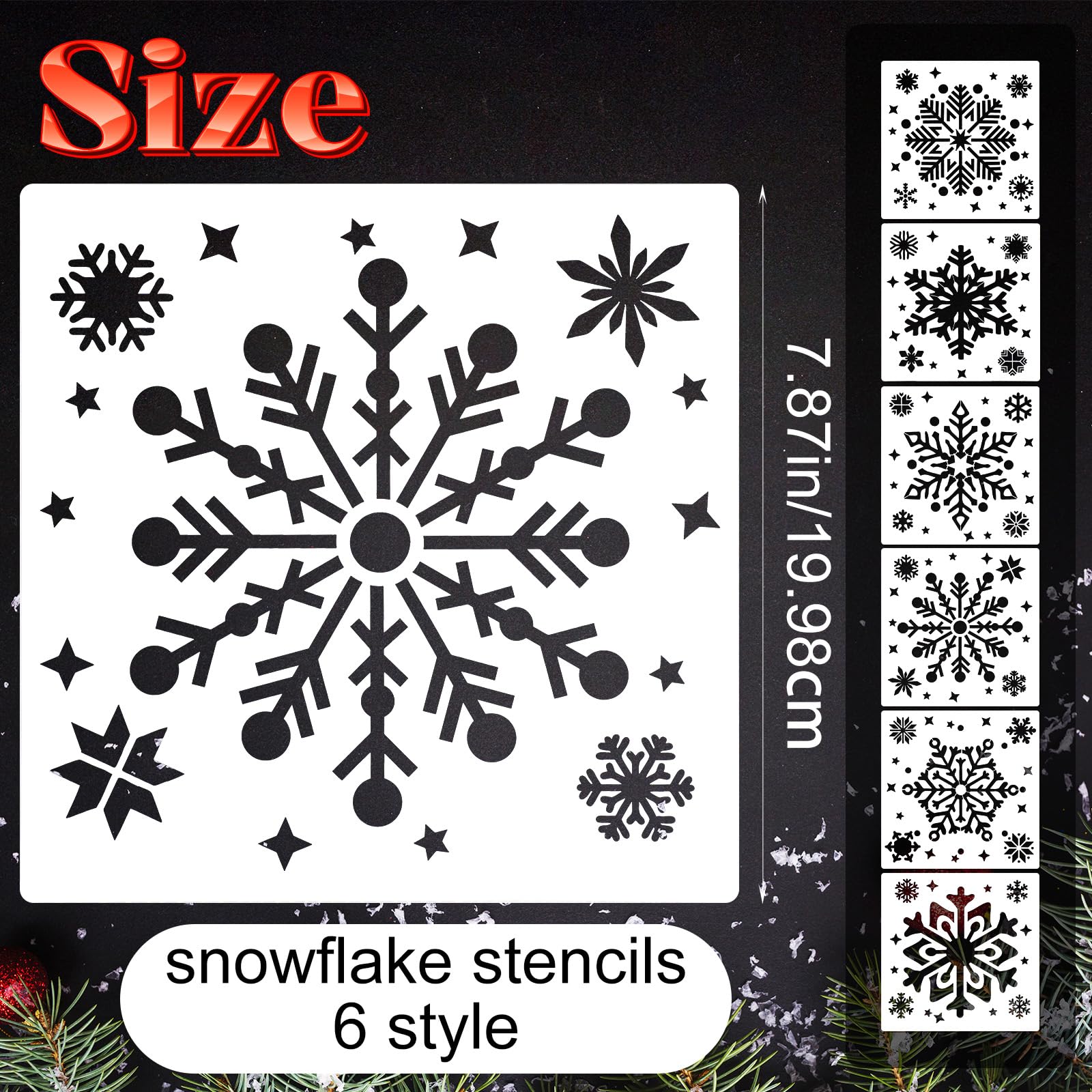 ZoneYan 20 PCS Pochoirs Flocons De Neige Noël - Plastique Réutilisable Pour Peinture, Fenêtres Et Scrapbooking