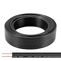 Vista 7 de SPT-2 50 pies 18/2 Cable eléctrico, cable de cobre de 18 calibre 2 conductores para iluminación, cable de extensión flexible para tiras de luces