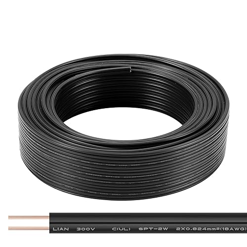 Miniatura 7 de SPT-2 50 pies 18/2 Cable eléctrico, cable de cobre de 18 calibre 2 conductores para iluminación, cable de extensión flexible para tiras de luces