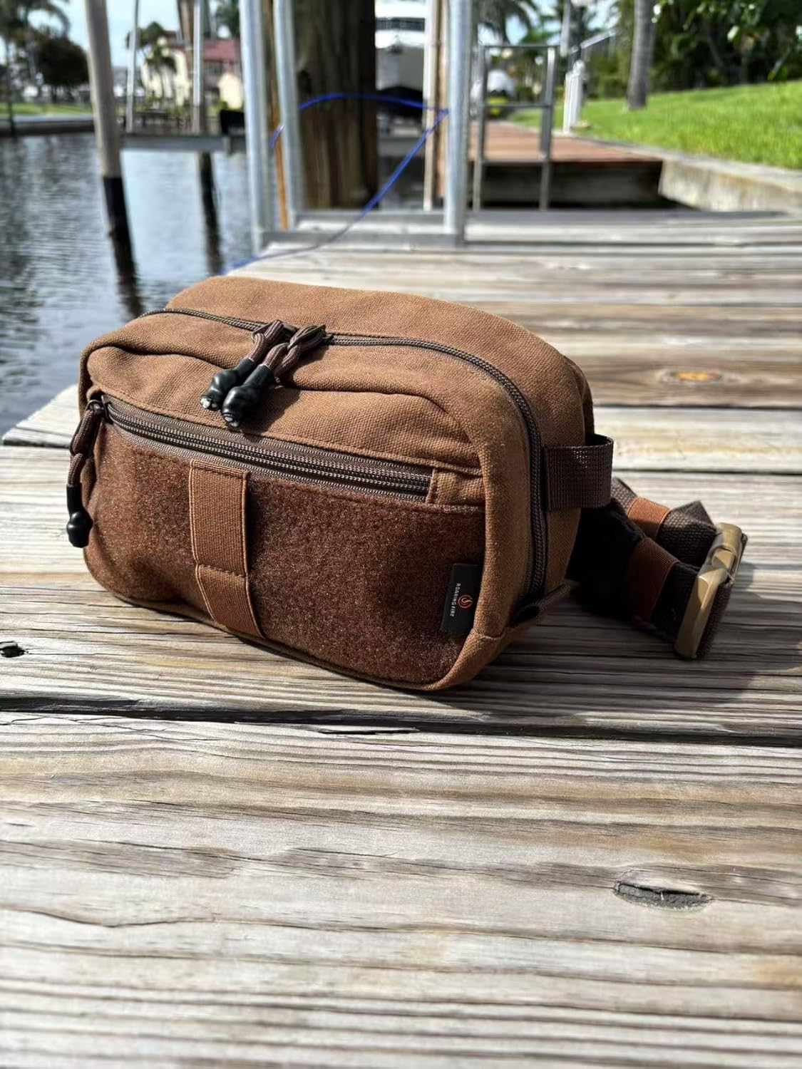 ROARING FIRE Ridger Tactical Fanny Pack for men with Two-sides Adjustable Waist Belt and RFID Protection Concealed Carry Zippered Pocket for Hiking, Treeking, Jogging, Outdoor(Waxed Canvas Version) - Image 7