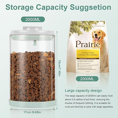 Dog Treat Container Airtight Jar 2.2Qt/2L, Glass Food Jars with One-Touch Lid for Dog or Cat Treats, Kibble, Snacks – Pantry Storage Canister for Kitchen or Countertop (2.2Qt - 2L)(2.2Qt - 2L)