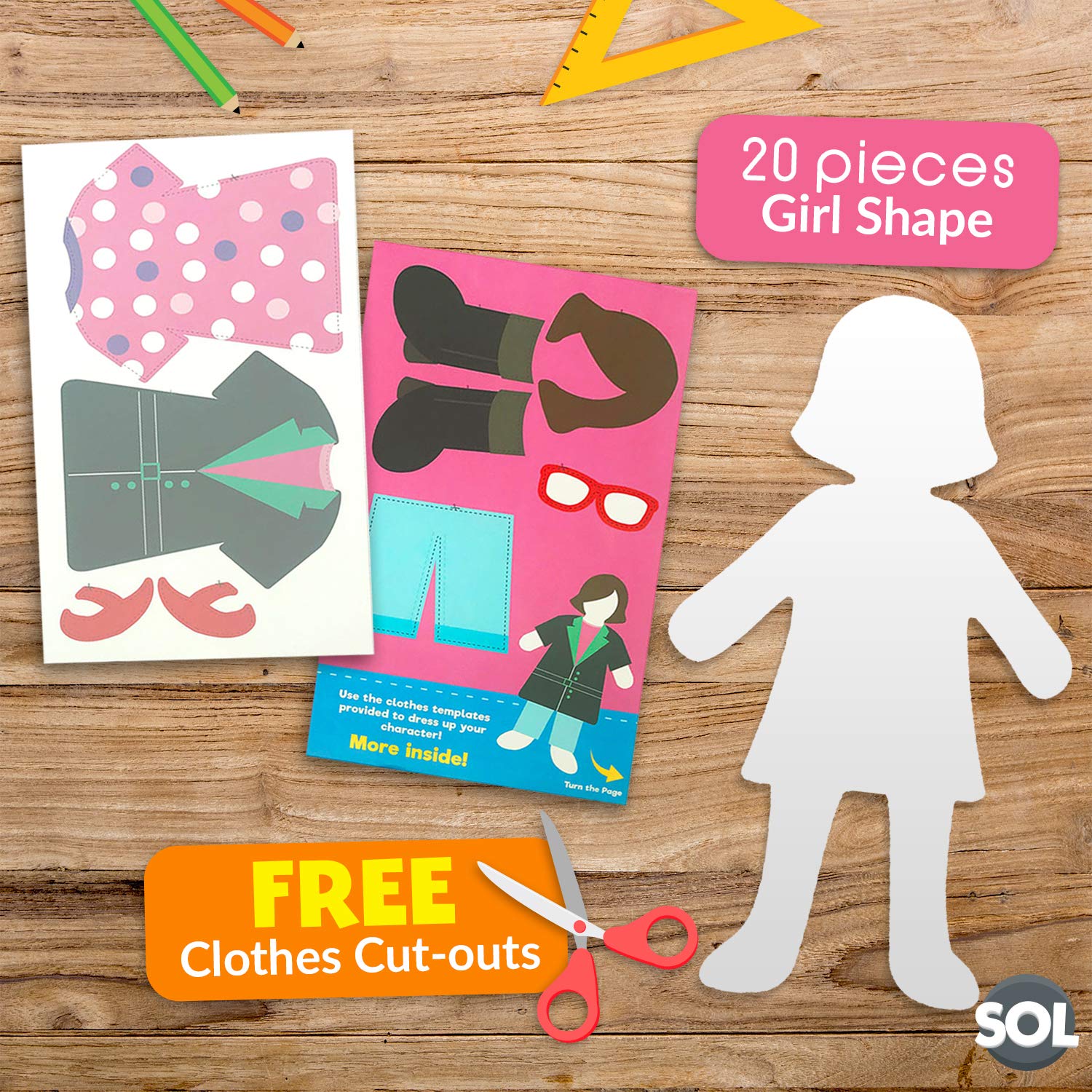 40pcs Paper People Cutouts for Kids Arts and Crafts 20 Boys and 20