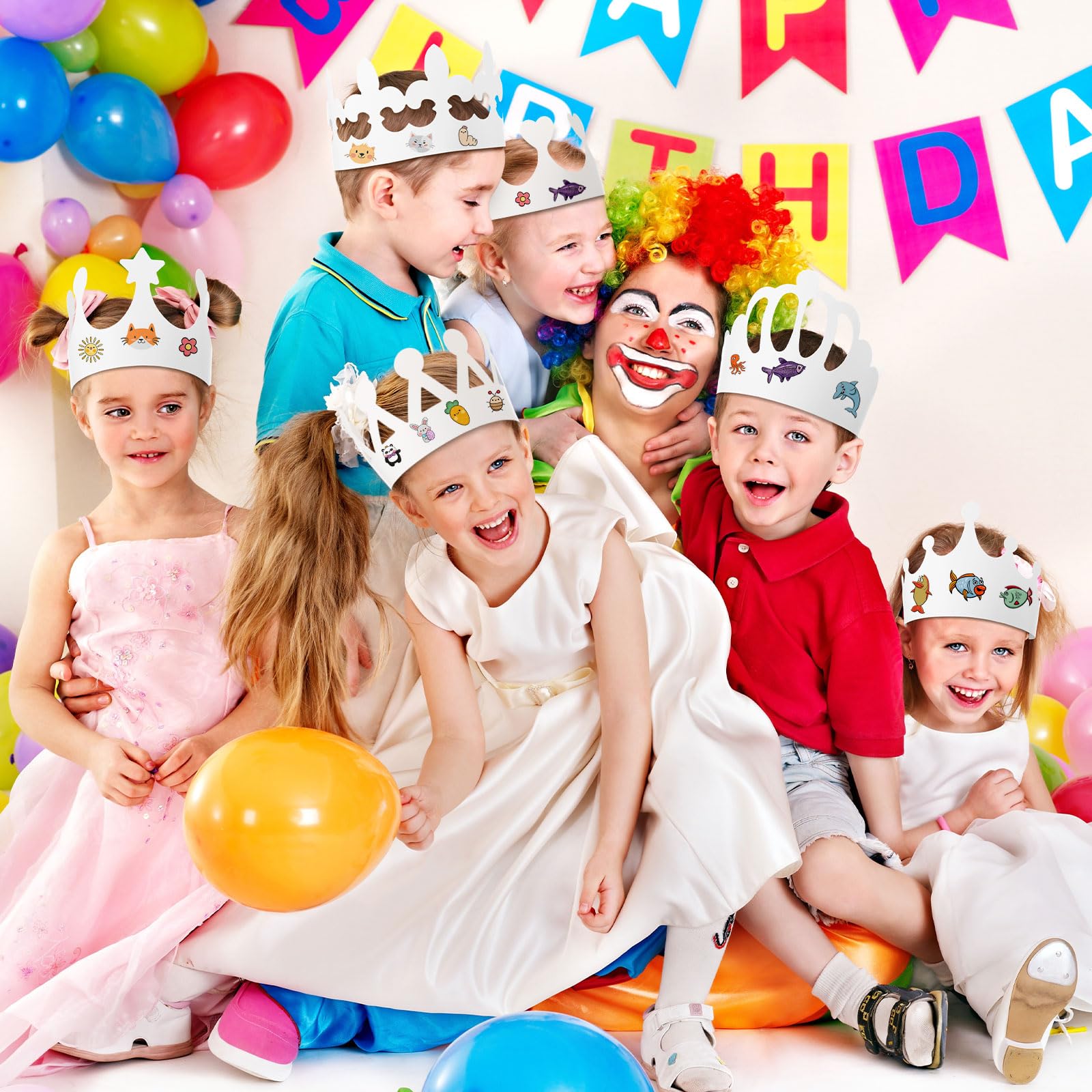 Thenshop Coronas de papel blancas para niños para decorar fiestas de cumpleaños en blanco, coronas para niños, princesa, reina