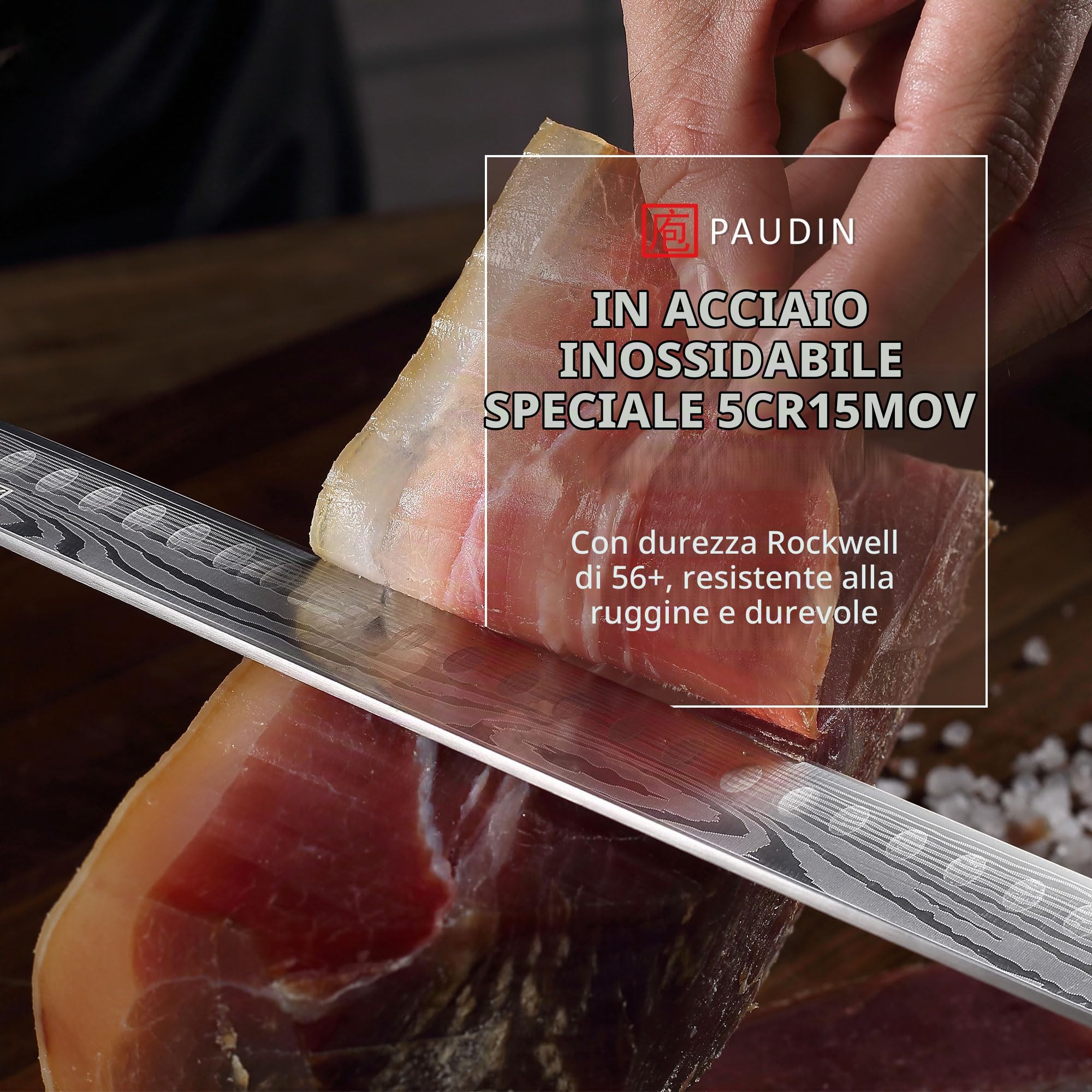 PAUDIN Schinkenometro bere coltello da 30 cm, coltello da cucina per prosciutto, coltello da pesce professionale fatto in acciaio inossidabile ad alta qualità con impugnatura pakkaholz ergonomica