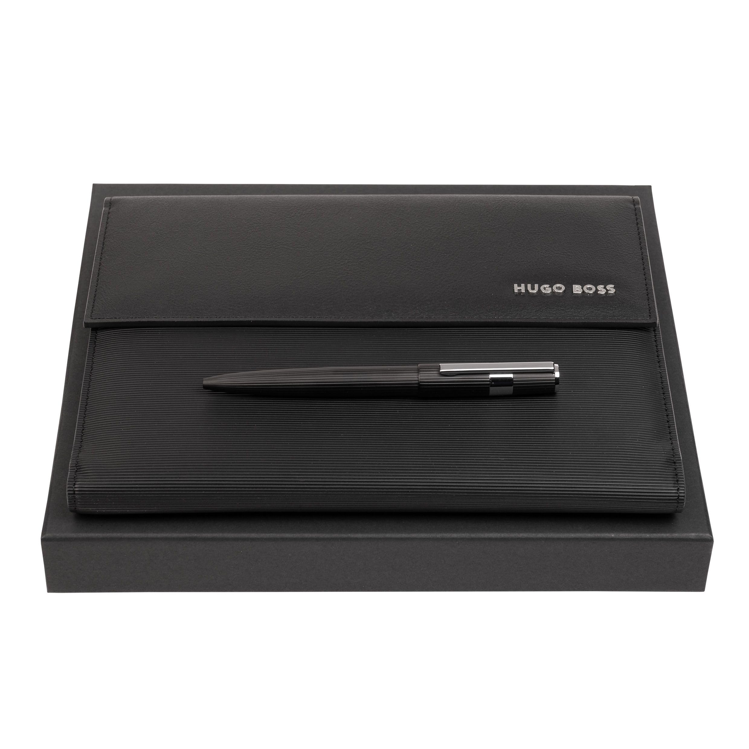 Hugo Boss Schreib-Set HPBM285A (Kugelschreiber & A5 Schreibmappe) | Geschenkbox