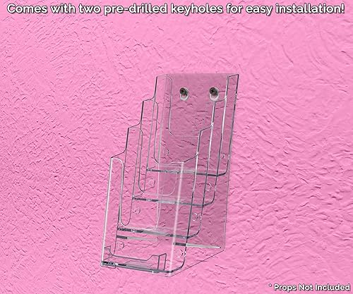 Vista 16 de Marketing Holders Paquete de 10 soportes para folletos para trípticos de 4 pulgadas de ancho y tarjetas de visita de 3.5 x 2 pulgadas, acrílico