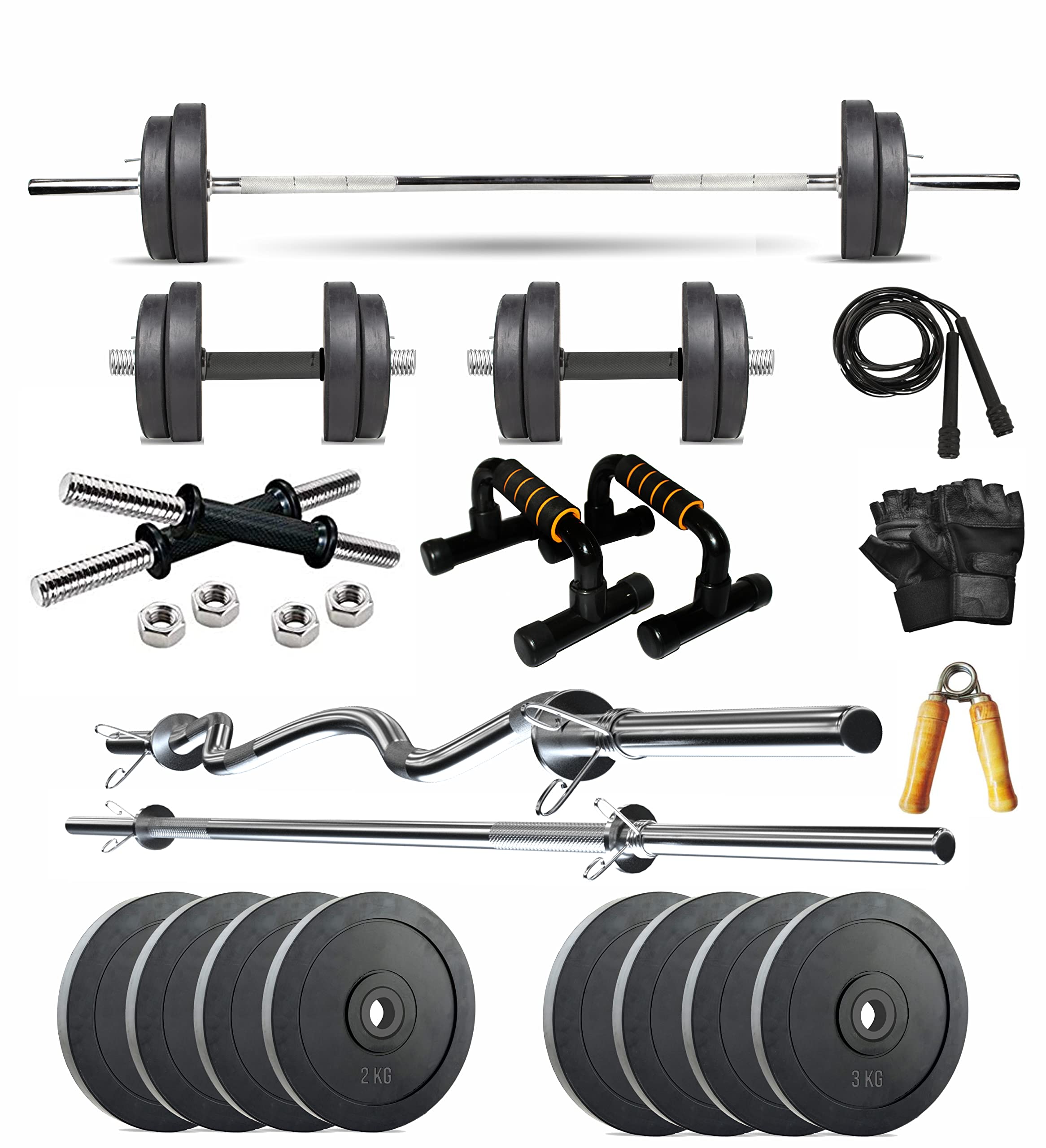 GYM INSANE 20-40KG Rubber Plates Combo Set Weight, Iron Dumbbell Rod Set 5 feet Straight Rod & 3 feet curl Barbell Home Gym Workout Combo with Gym Accessories for Men & Women. (20) (B09QSTBV6B) Amazon Price History, Amazon Price Tracker