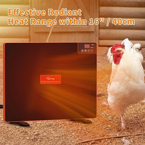 Miniatura 7 de Toozey Calentador de gallinero, calentador de pollo de calor radiante con temperatura ajustable y temporizador de ciclo, calentador rápido de 200