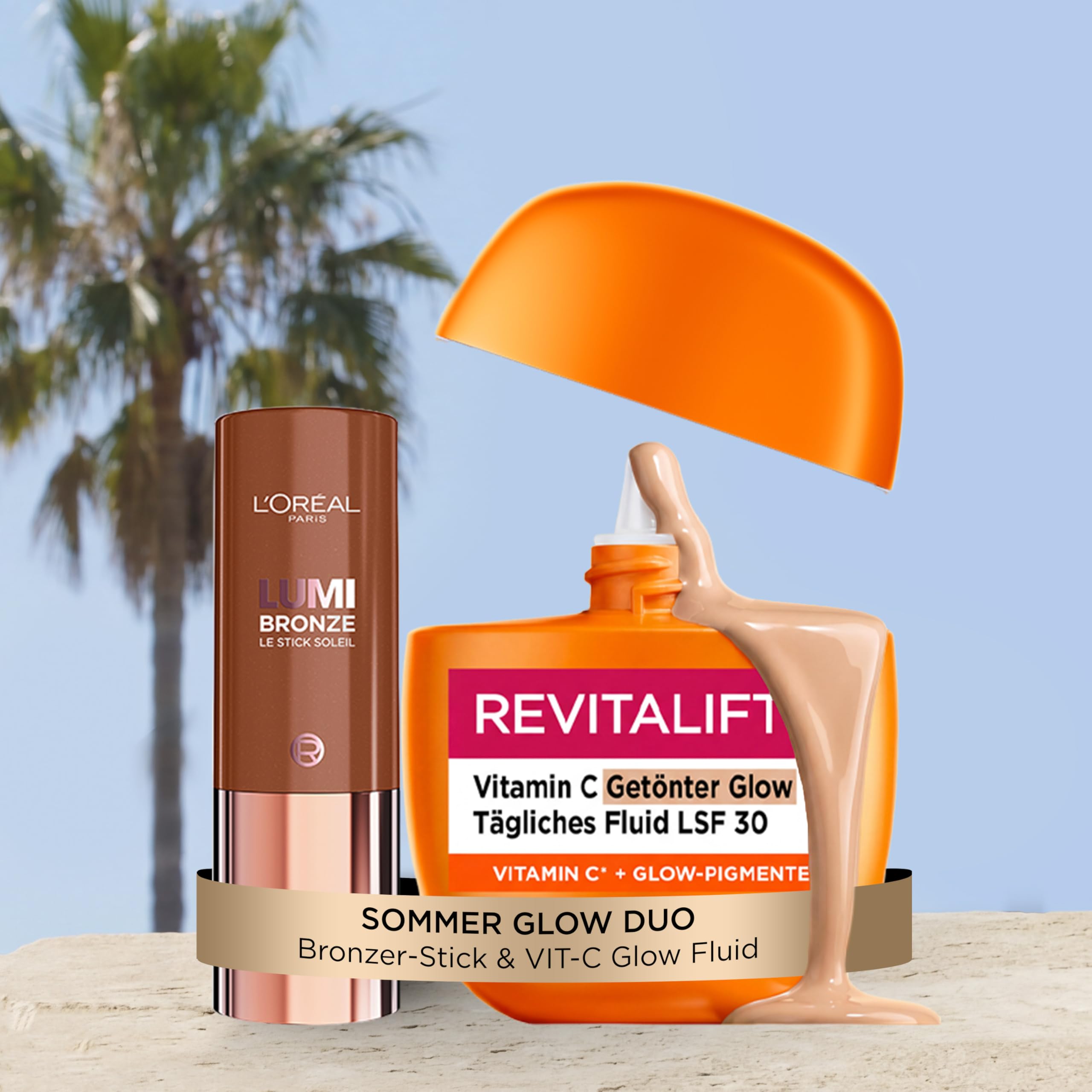 L'Oréal Paris Bundle: Getöntes Vitamin C Fluid (LSF 30) für Glow & Lumi Bronze Stick (130 Sunset Dore) für ein natürliches Sonnen-Finish. Perfektes Glow-Duo für strahlenden Teint.