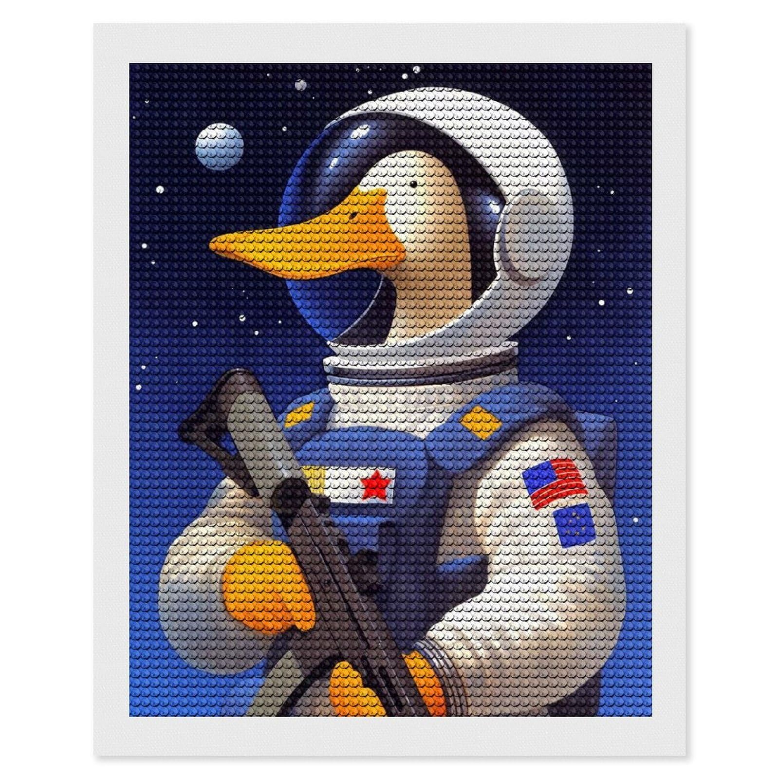Junmoney Quack Attack Diamond Painting Set 16"x20", Sparkling Round Gems, Decorate Your Room, Fun Craft Experience, Modern Decor