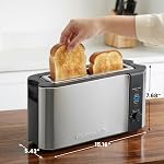 Elite Gourmet ECT3200 2-Slice, 1 Long Slot, Grille-pain mince, Réchauffer, 6 Réglages de grille, Défrost, Fonctions Annuler, Rack chauffant intégré, Fentes extra larges pour gaufres de Bagels, Acier inoxydable & noir