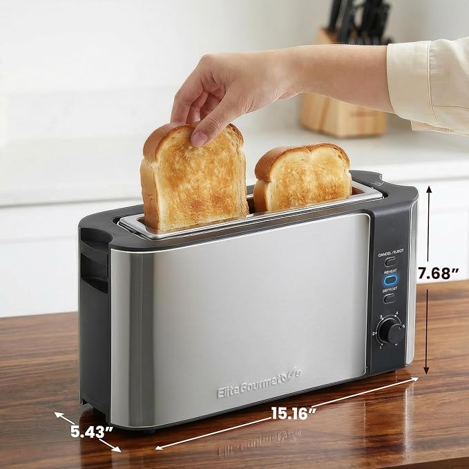 Tostadora Elite Gourmet 2 rebanadas acero inoxidable miniatura 2