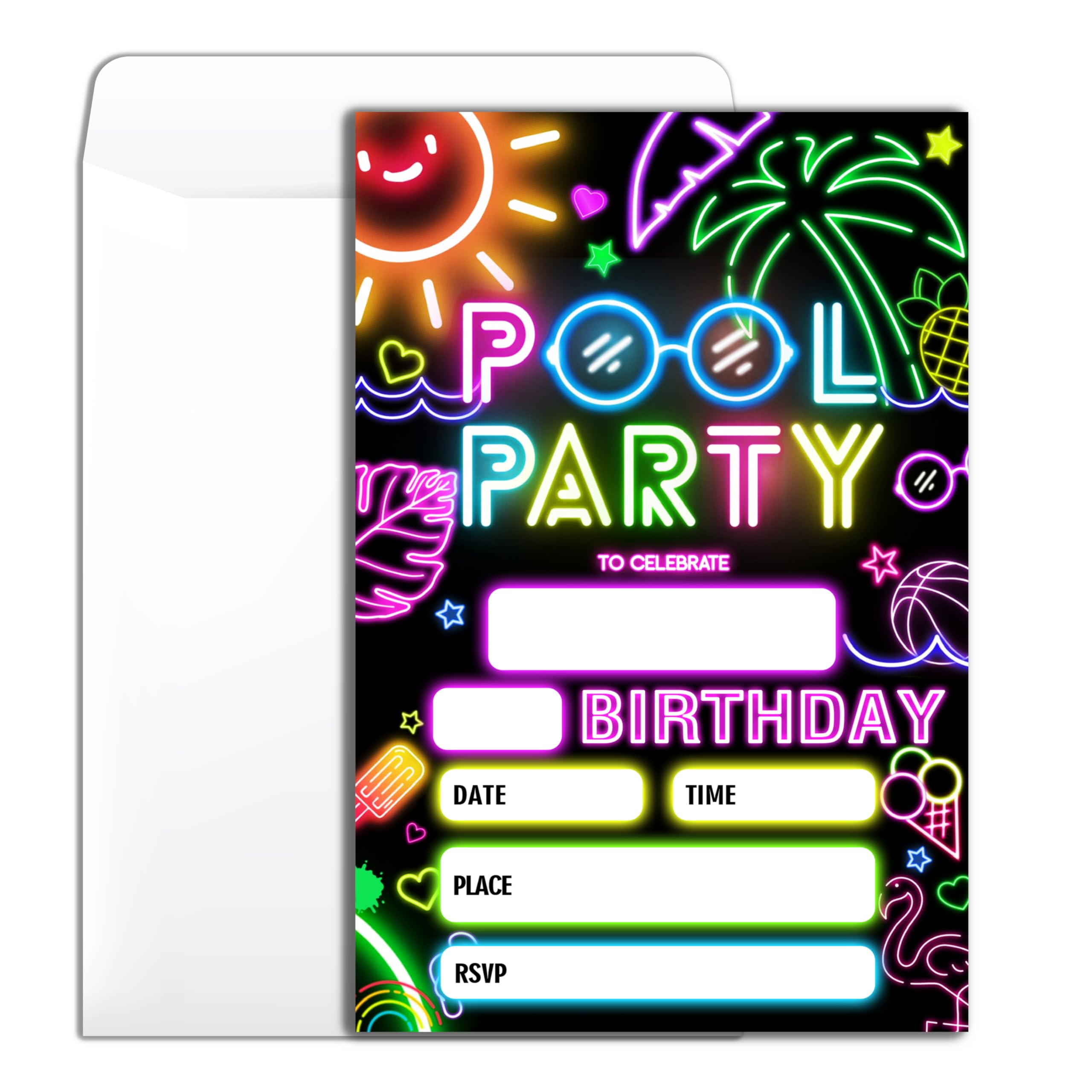 Neon blank invitations to print