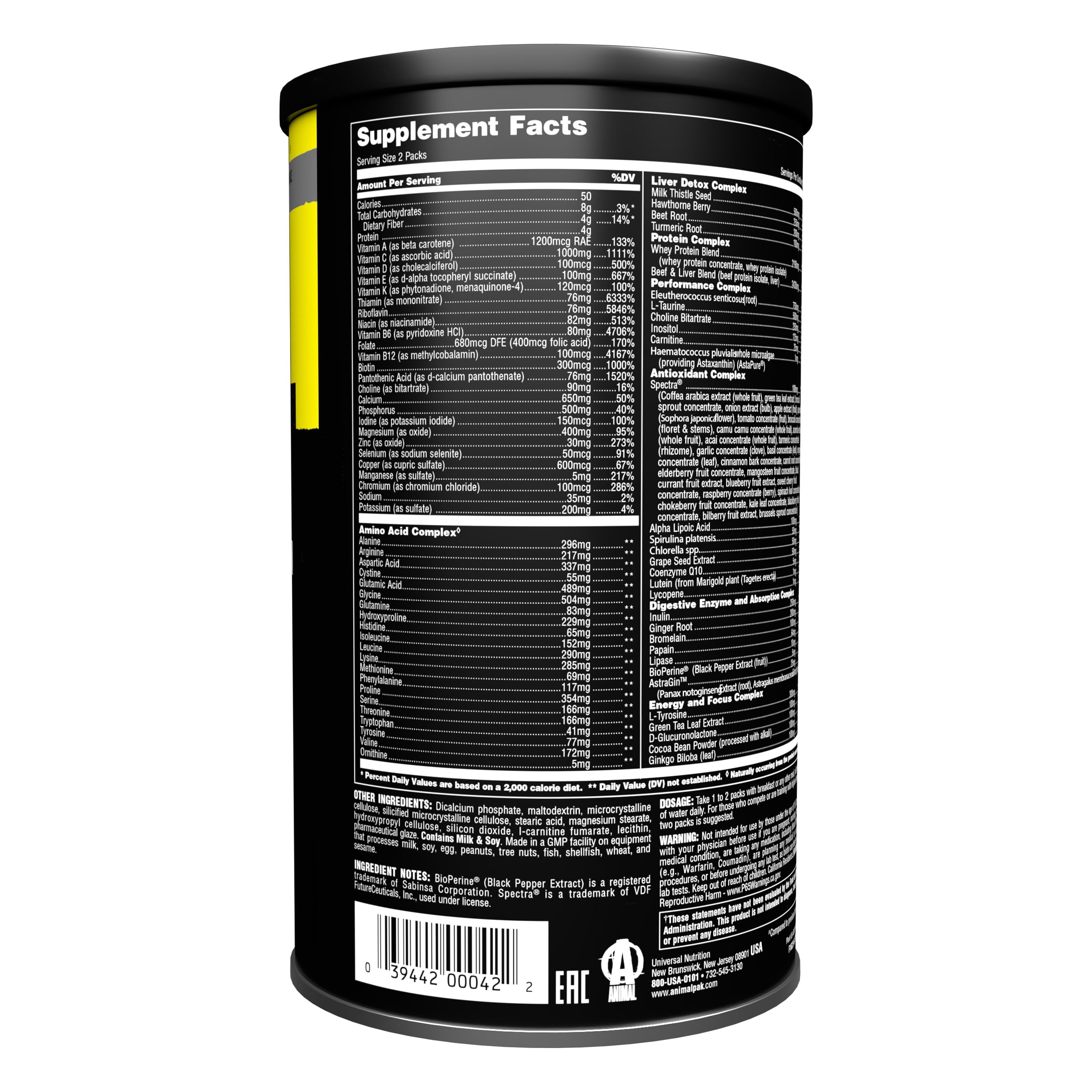 ANIMAL Pak Ultimate Foundation - Complejo Multivitamínico 12 en 1 con Vitaminas, Minerales y Aminoácidos - con Vitamina D3 K2 y Magnesio - 44 Paquetes