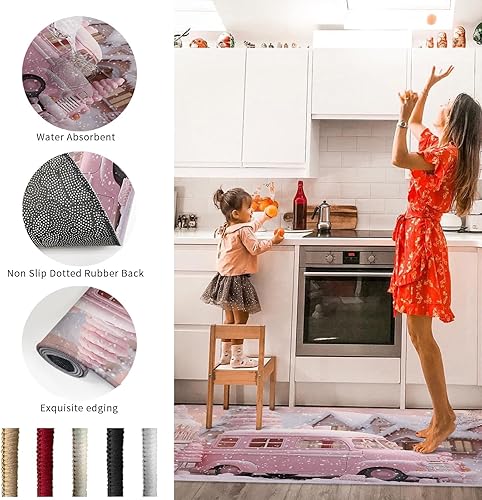 Miniatura 6 de T&H XHome Alfombras y tapetes de cocina para el 4 de julio, Día de la Independencia, bandera de Estados Unidos azul y rojo, estrellas vintage con