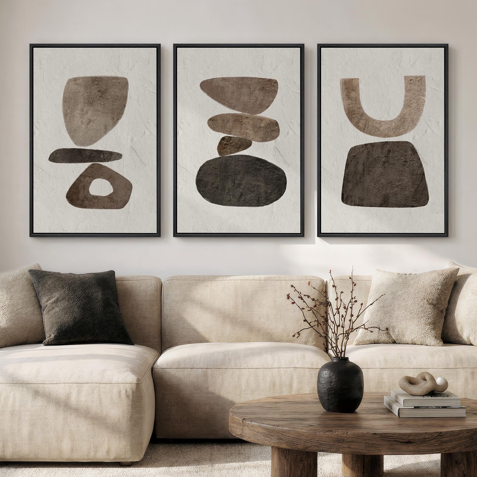 Large Framed Minimalist Abstract Canvas Wall Art Living Room