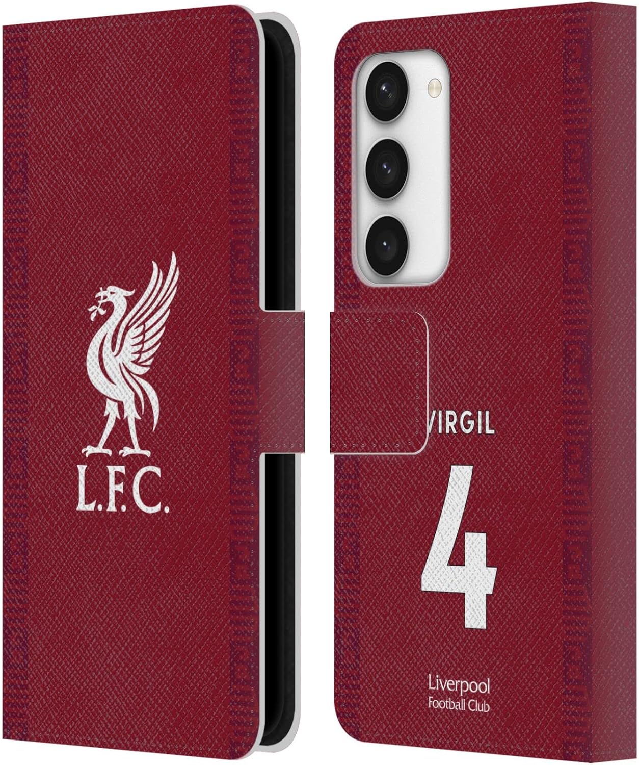 Head Case Designs Officially Licensed Liverpool Football Club Virgil Van Dijk 2022/23 Players Home Kit Leather Wallet Case Compatible with Samsung Galaxy S23 5G