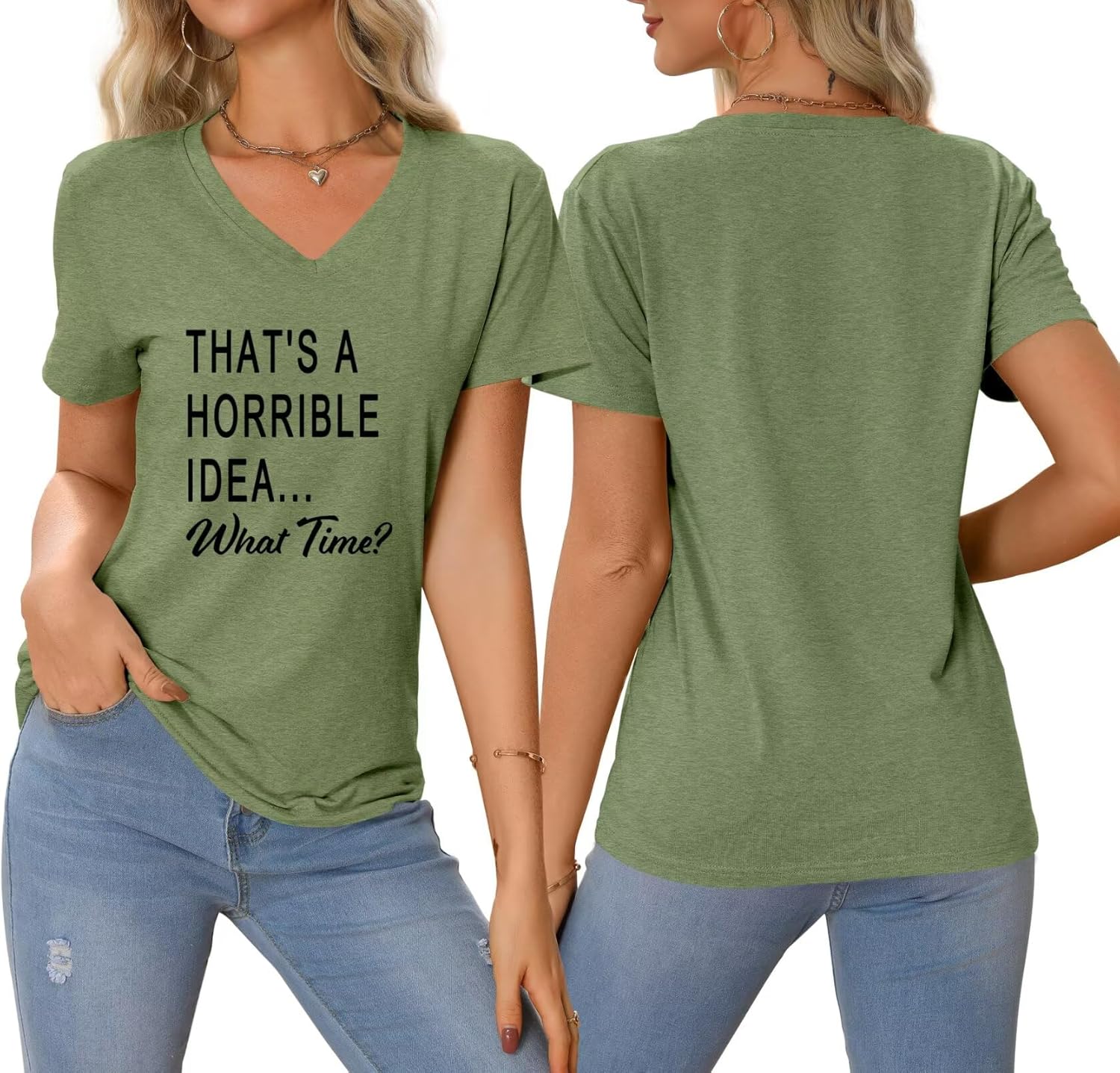 That's A Horrible Idea What Time T Shirt Funny Shirts for Women Casual Short Sleeve Tees Besties Saying Graphic Tops - Image 4