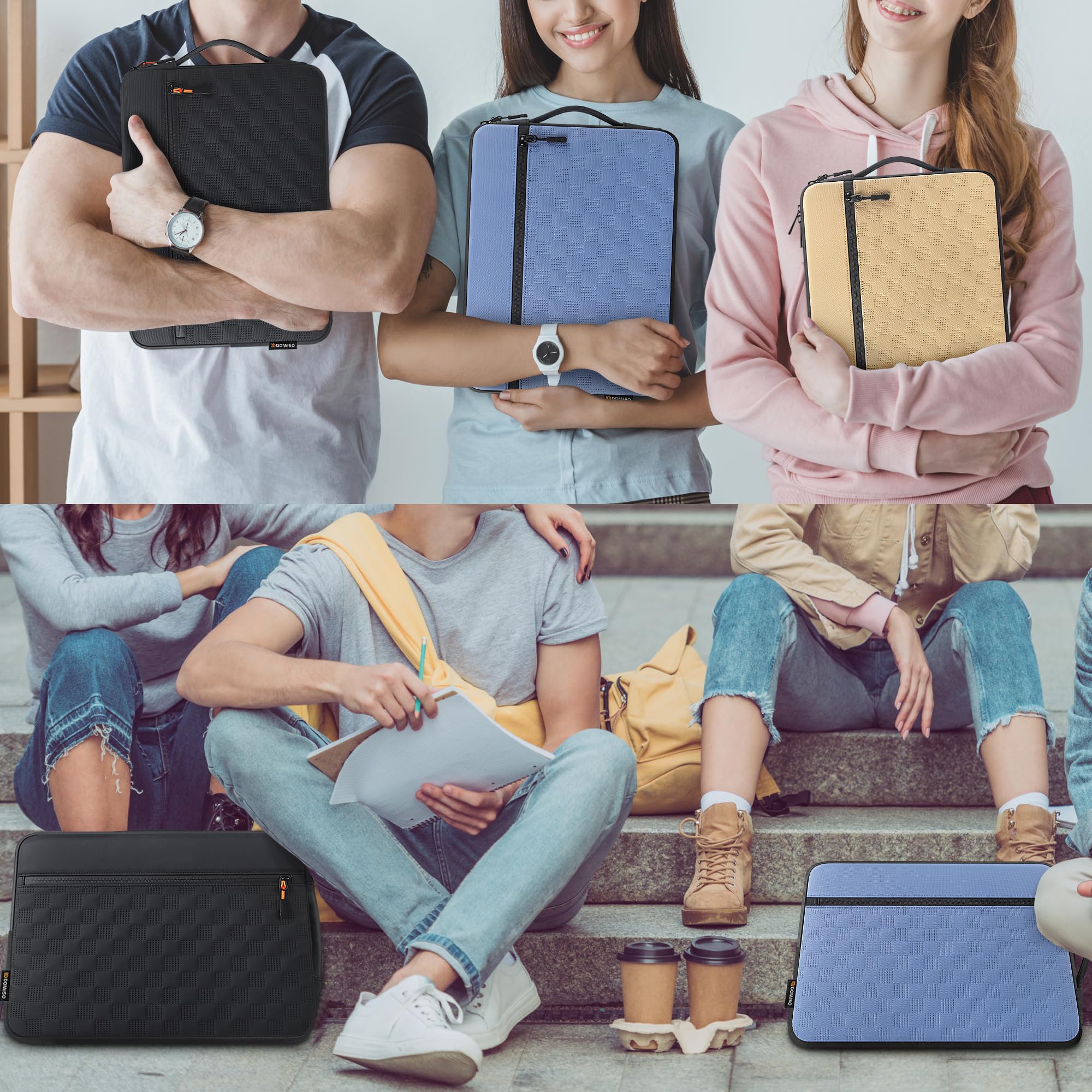 DOMISO Borsa per computer portatile 14,4 – 14,4 pollici, borsa a tracolla, borsa per computer portatile per donne e uomini