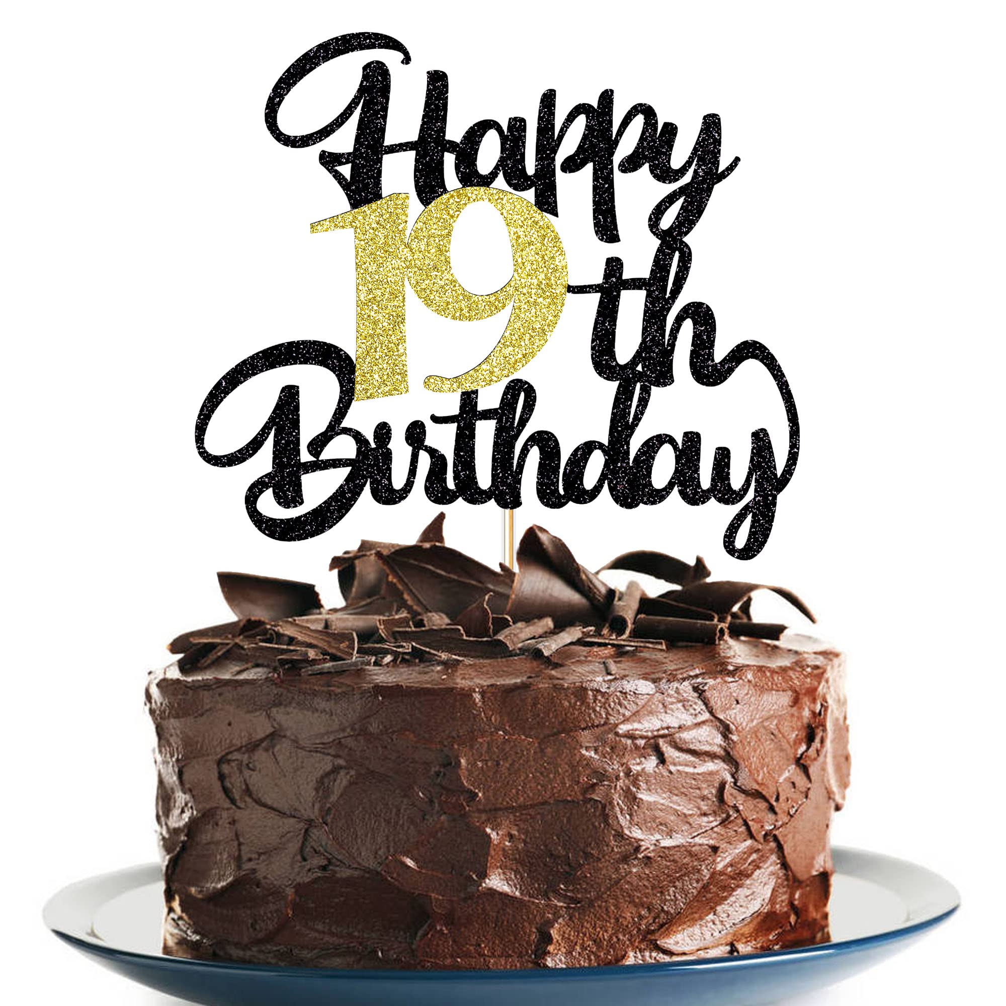 Klionjor 19th Happy birthday cake topper happy birthday cake decoration 19th birthday party decoration gift plugin (19) โ image 1