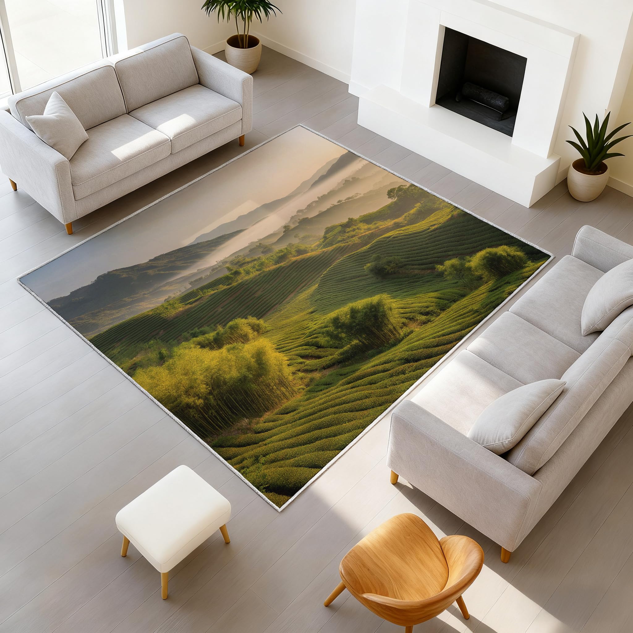 Genérico Dywan do salonu i sypialni, puszysty krótki włos antypoślizgowy dywan do salonu dla dzieci biuro sosna zielone dywany duże 140 x 200 cm wzgórza miękkie łąka