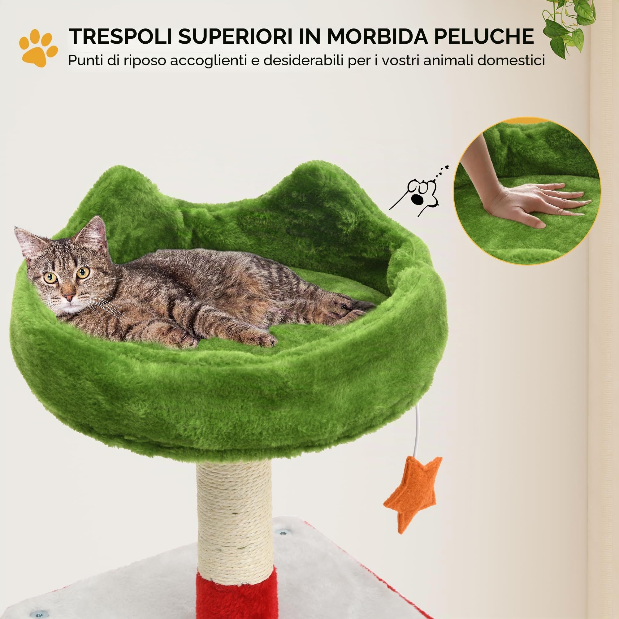 YITAHOME Torre per Tiragraffi per Gatti da 190 cm con Condomini, Trespoli Superiori, Amaca, Pali e Tiragraffi in Sisal, Centro Attività di Gioco per Gattini, Decorazioni Natalizie