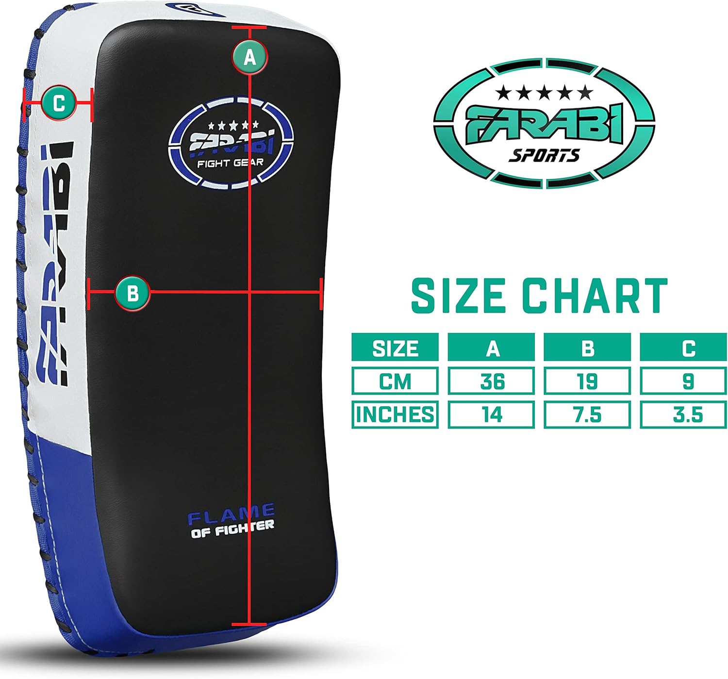 Farabi Thai Pad Training Kick Pad Curved Coaching Pad Kicking Mix Martial Arts x 1 Single Unit