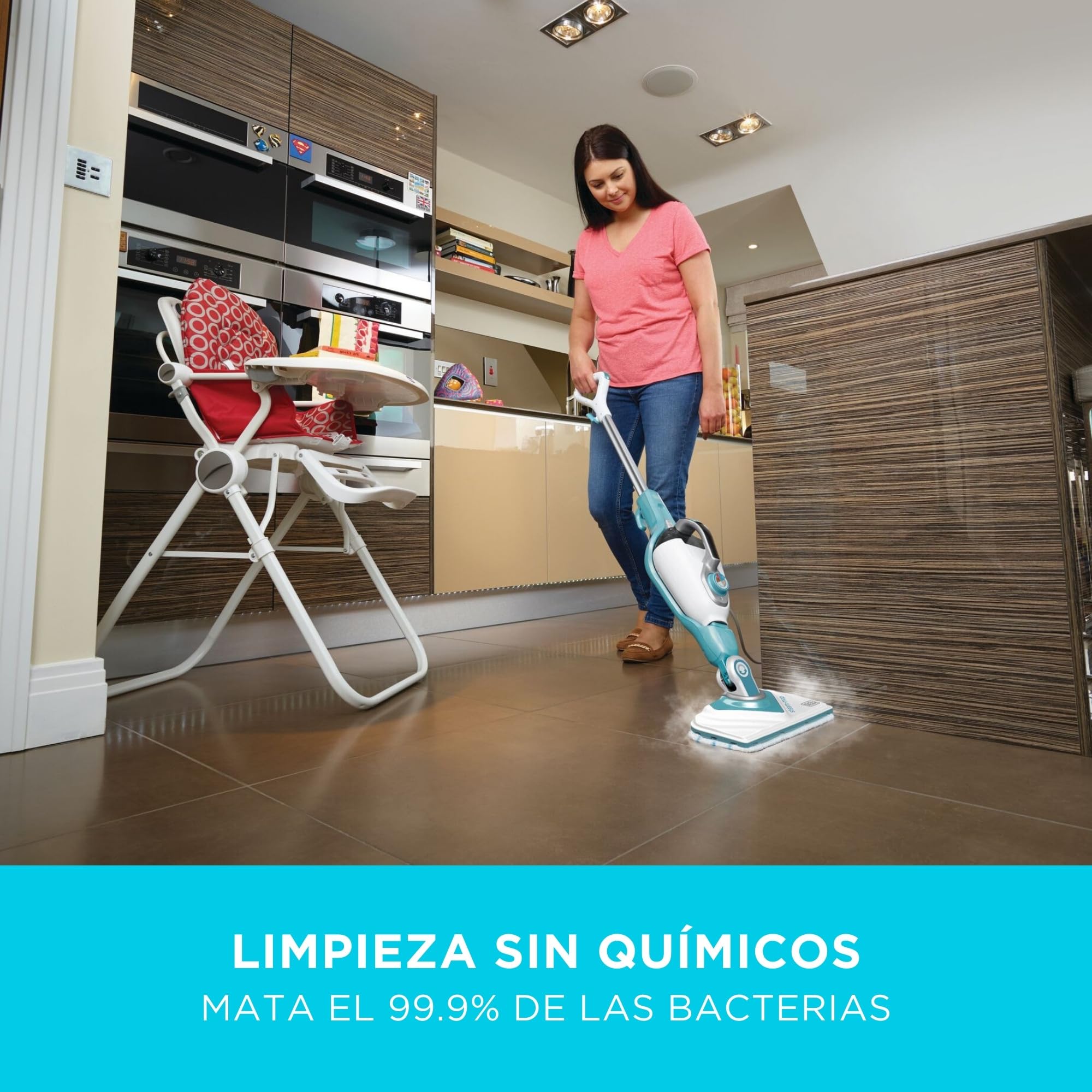 BLACK+DECKER Fregona de vapor 2 en 1 con guante limpiador de mano SteaMitt y 11 accesorios, BHSM166DSM-QS