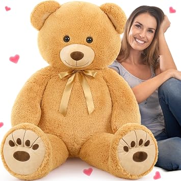MorisMos XXL Giant Teddy Bear 130cm,Big Brown Teddy Bear for Girlfriend, Cuddly Huge Teddy Plush Soft Toy, Large Fluffy Teddies Gift for Kids Her Wife Birthday Mothers Day Decor