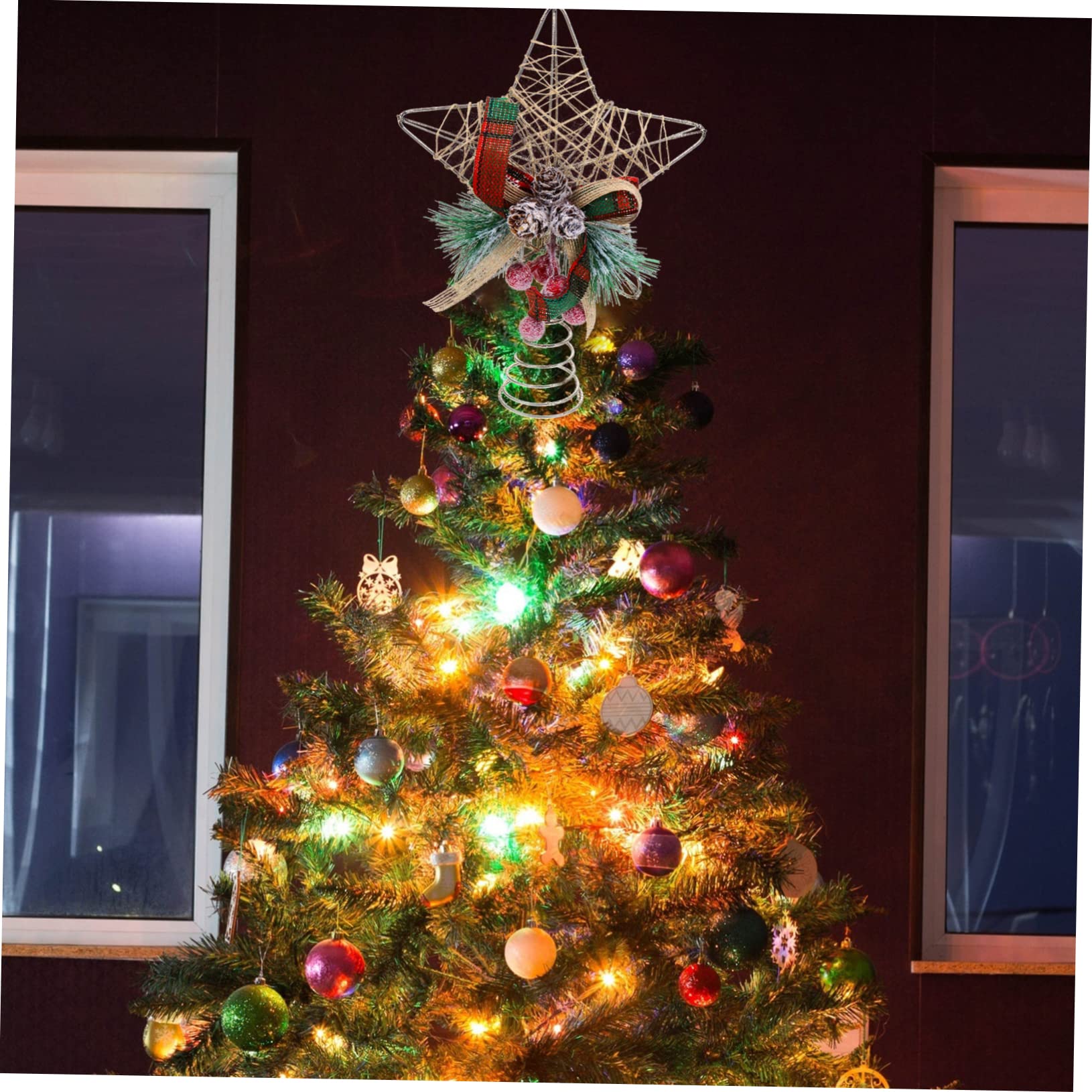 7 STK Weihnachtsbaumspitze Stern Irisierend Tür Neon Dekorationen Fee Weihnachtsschmuck Stern-weihnachtsbaumspitze Gold Einzigartig Baumspitze Rote Weihnachtsbaumspitze Eisen MAGICLULU